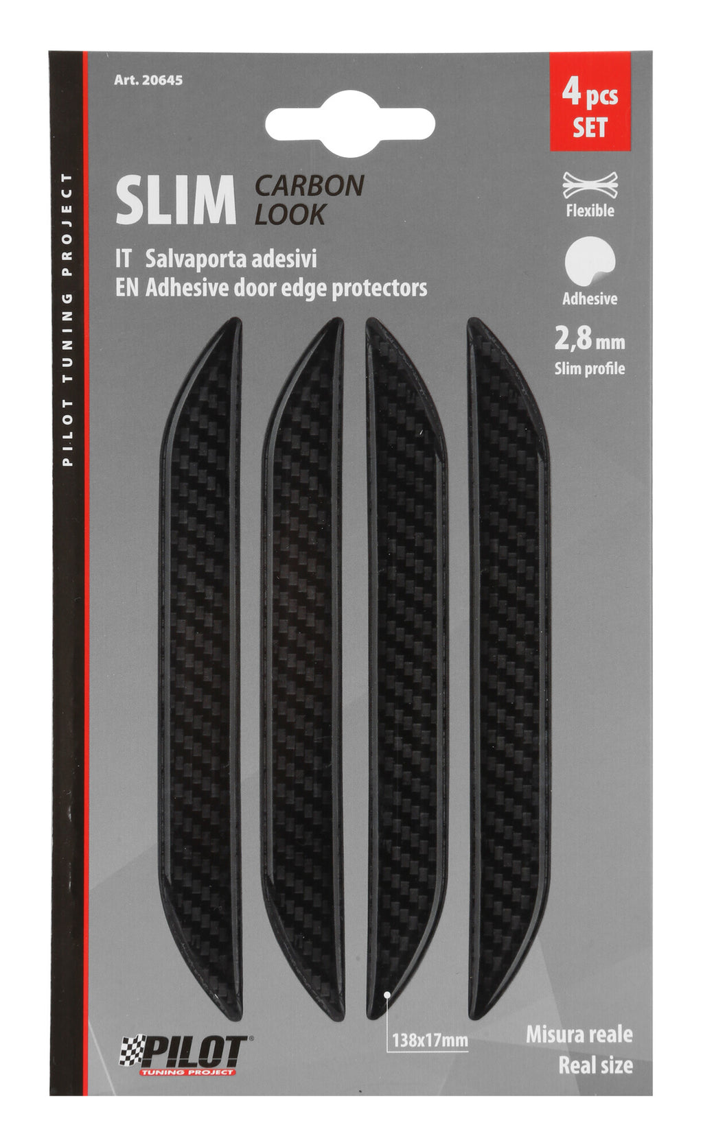 Slim, set 4 salvaporta adesivi - Carbon Look
