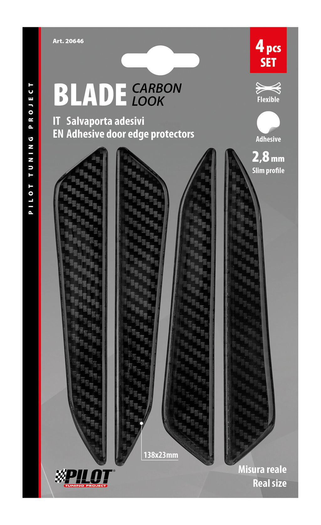 Blade, set 4 salvaporta adesivi - Carbon Look