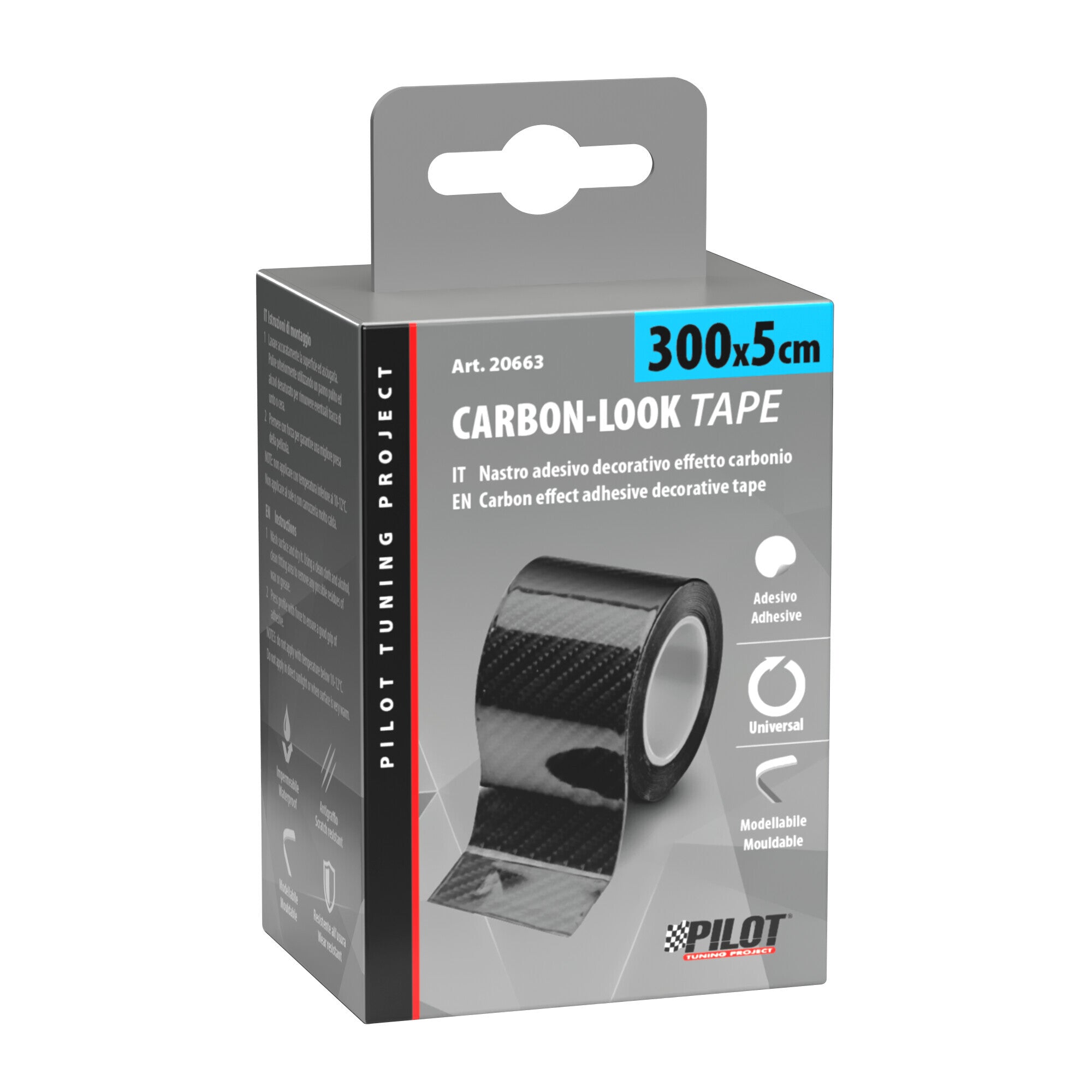 Carbon-Look Tape, nastro adesivo decorativo effetto carbonio - 300x5 cm