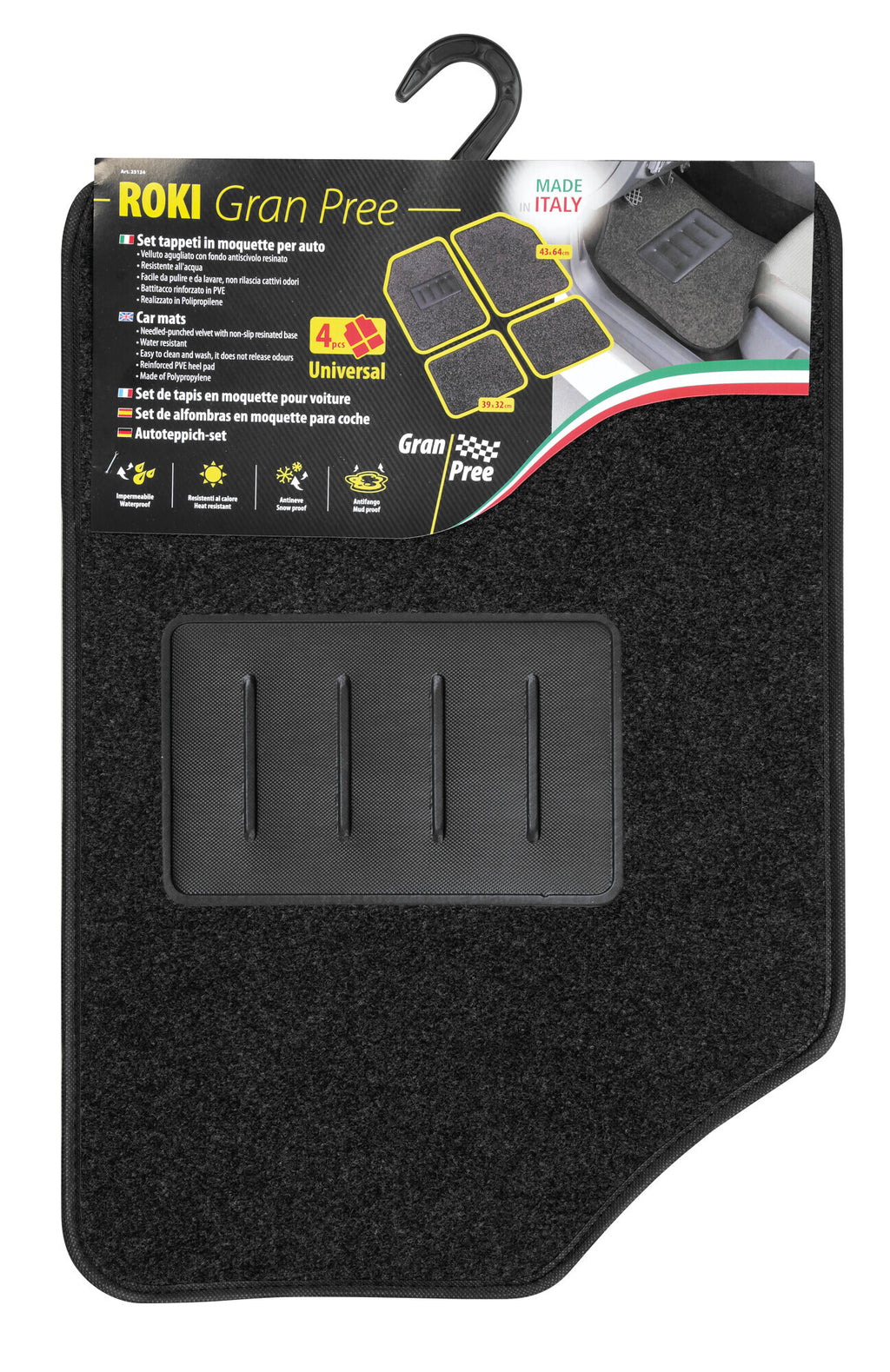 Roki Gran Pree, serie tappeti in moquette universali, 4 pz