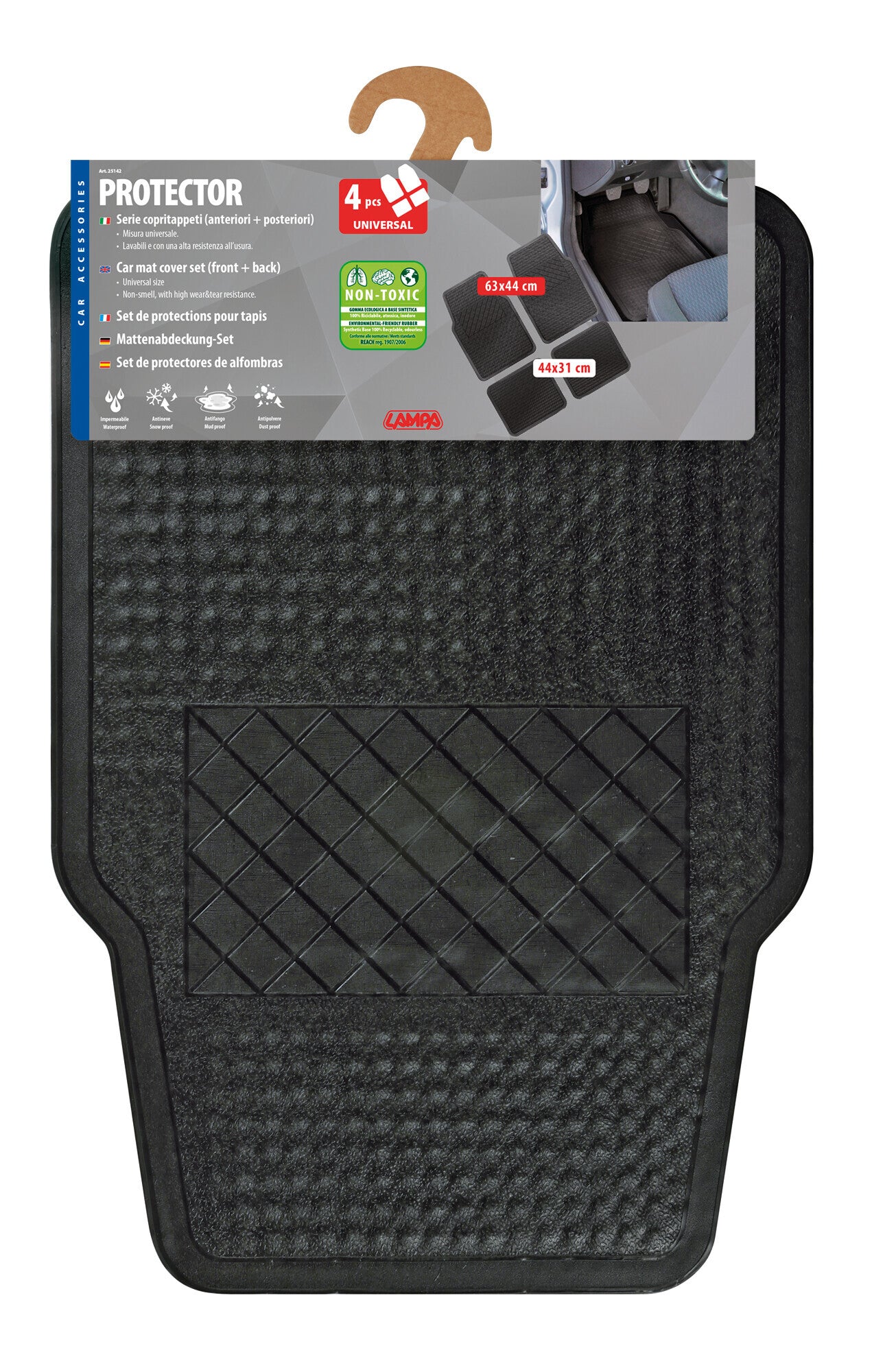Protector, serie copritappeti 4 pezzi in pvc, universali