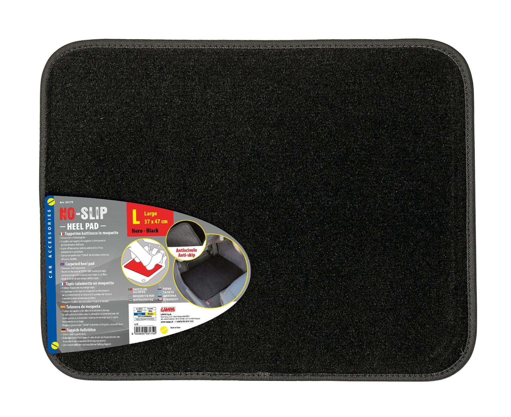 No-Slip, tappetino battitacco in moquette - L - Nero