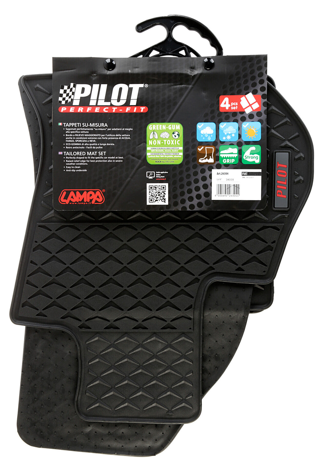 Pilot, set tappeti su misura in eco gomma - compatibile per Fiat 500L (09/12>05/17)