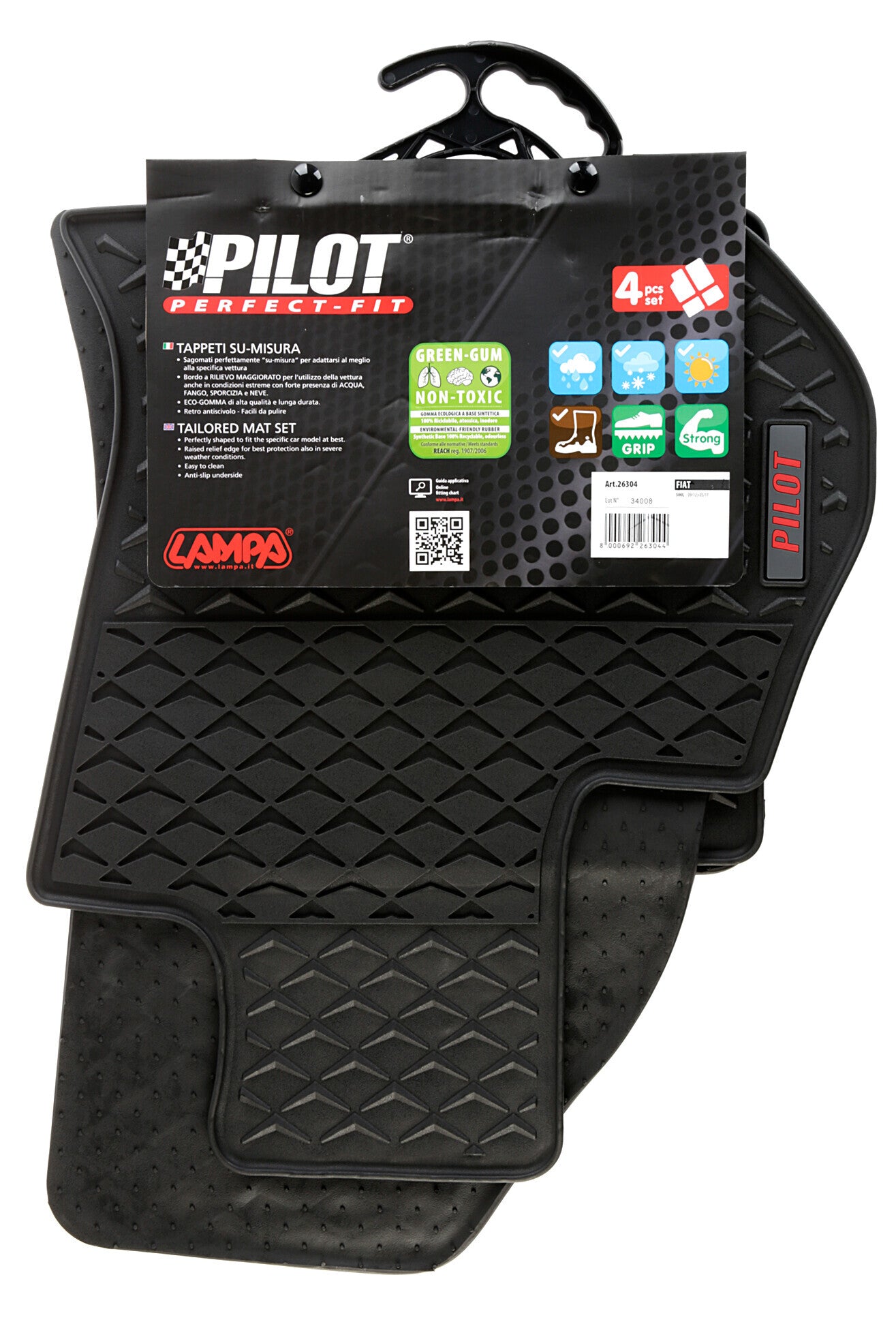 Pilot, set tappeti su misura in eco gomma - compatibile per Fiat 500L (09/12>05/17)