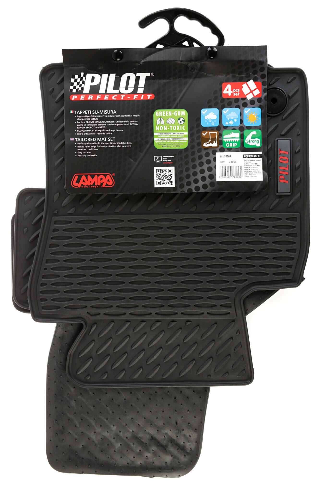 Pilot, set tappeti su misura in eco gomma - compatibile per Volkswagen Golf V 3p (11/03>10/08) fix tondi integrati - Volkswagen Golf V 5p (11/03>10/08) fix tondi integrati - Volkswagen Golf V Variant (05/07>09/09) fix tondi integrati - Volkswagen Golf...