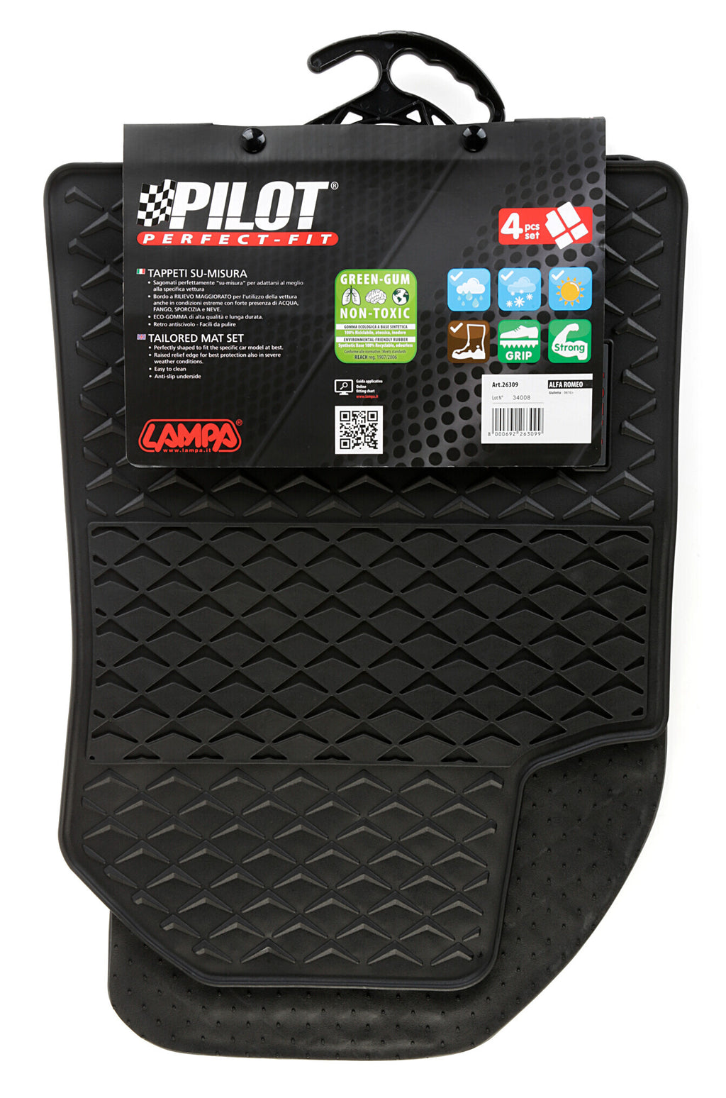 Pilot, set tappeti su misura in eco gomma - compatibile per Alfa Romeo Giulietta (04/10>04/21)