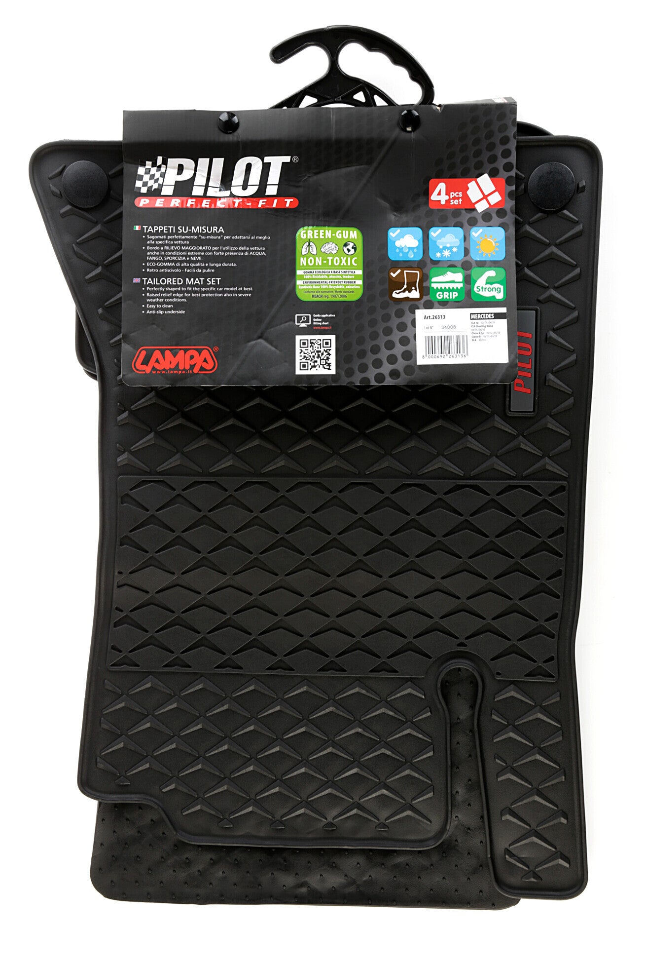 Pilot, set tappeti su misura in eco gomma - compatibile per Mercedes CLA 4p (02/13>04/19) - Mercedes CLA Shooting Brake (03/13>07/19) - Mercedes Classe A 5p (10/12>05/18) - Mercedes Classe B (10/11>01/19) - Mercedes GLA (03/14>03/20)