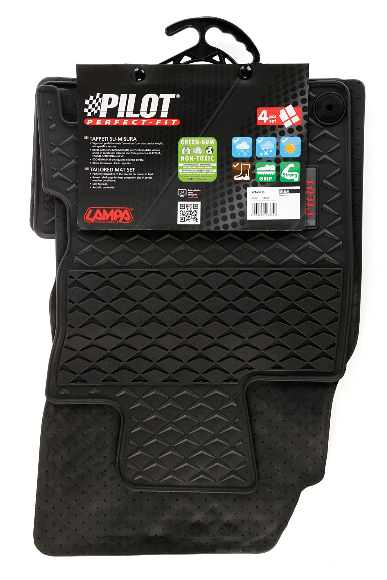 Pilot, set tappeti su misura in eco gomma - compatibile per Nissan Qashqai (02/14>03/21)