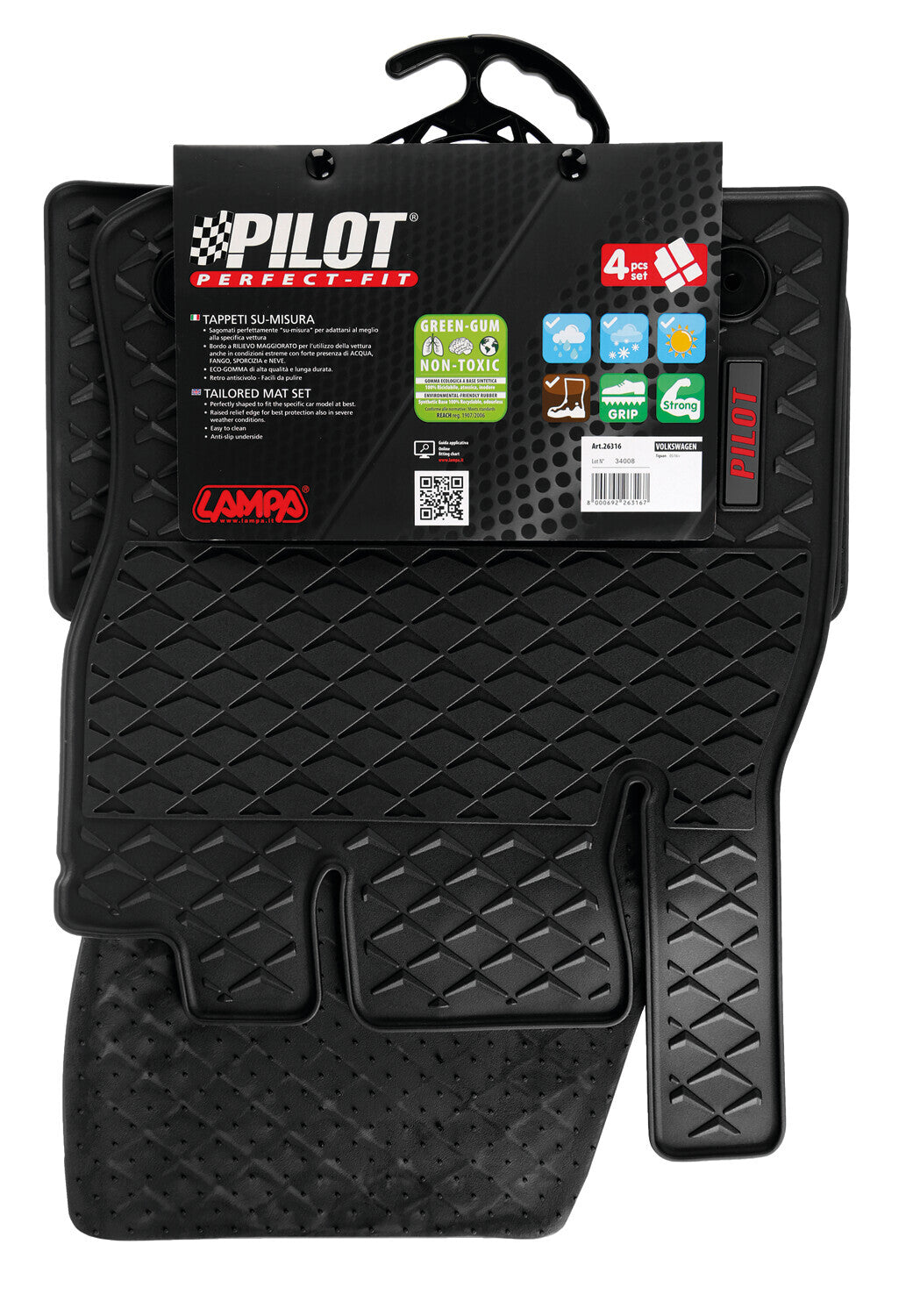 Pilot, set tappeti su misura in eco gomma - compatibile per Volkswagen Tiguan (05/16>11/23)