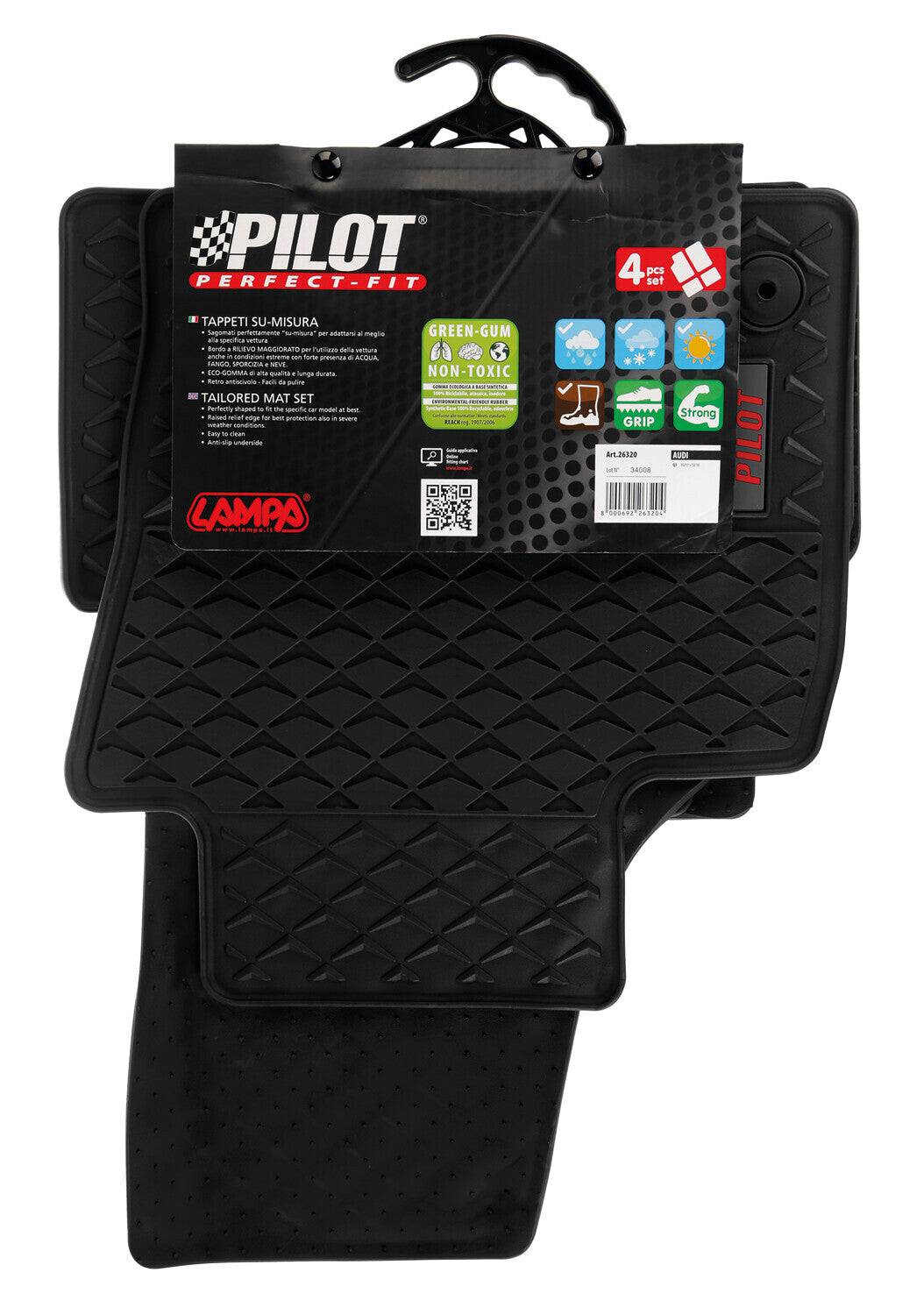 Pilot, set tappeti su misura in eco gomma - compatibile per Audi Q3 (10/11>12/18)