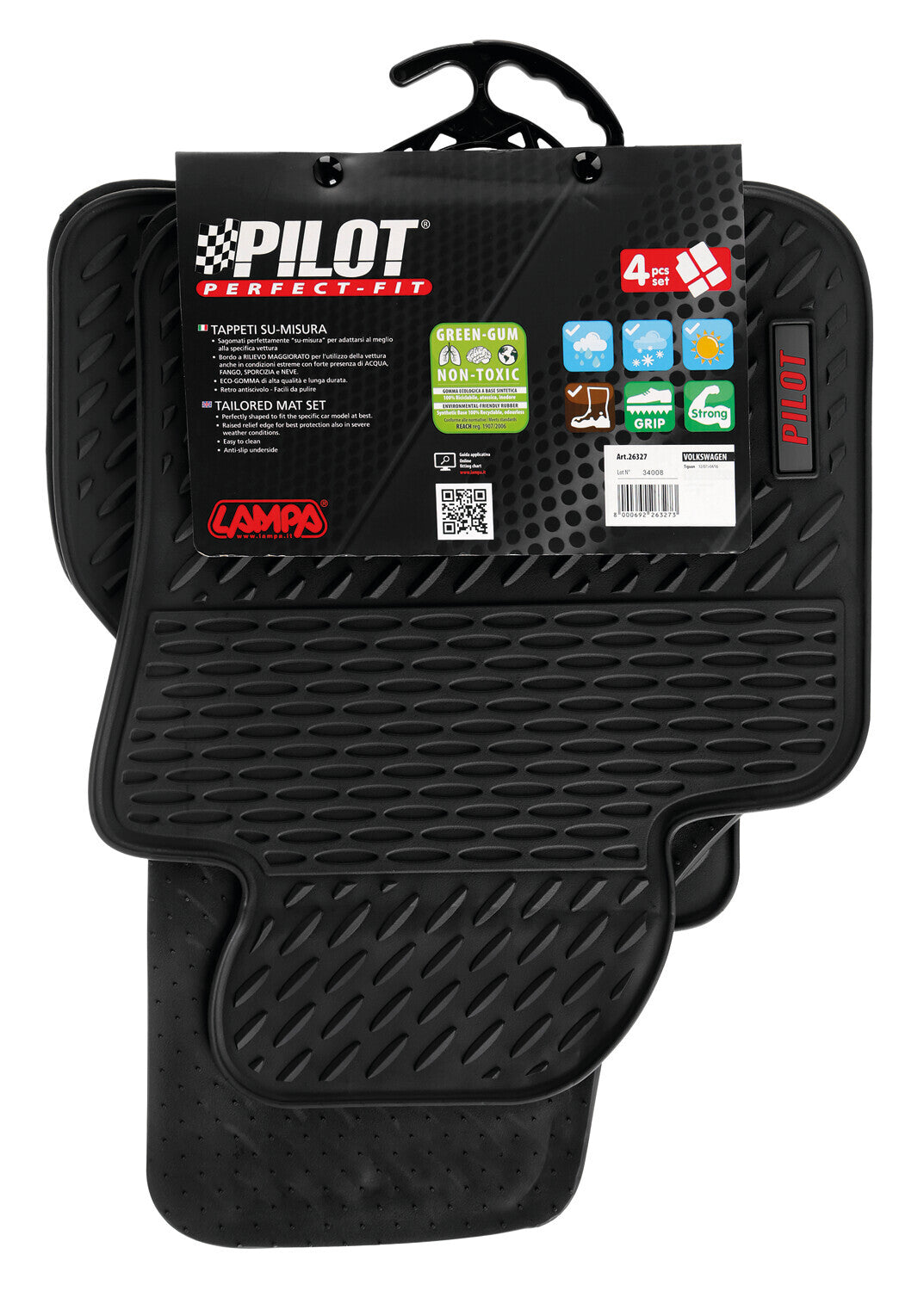 Pilot, set tappeti su misura in eco gomma - compatibile per Volkswagen Tiguan (12/07>04/16)