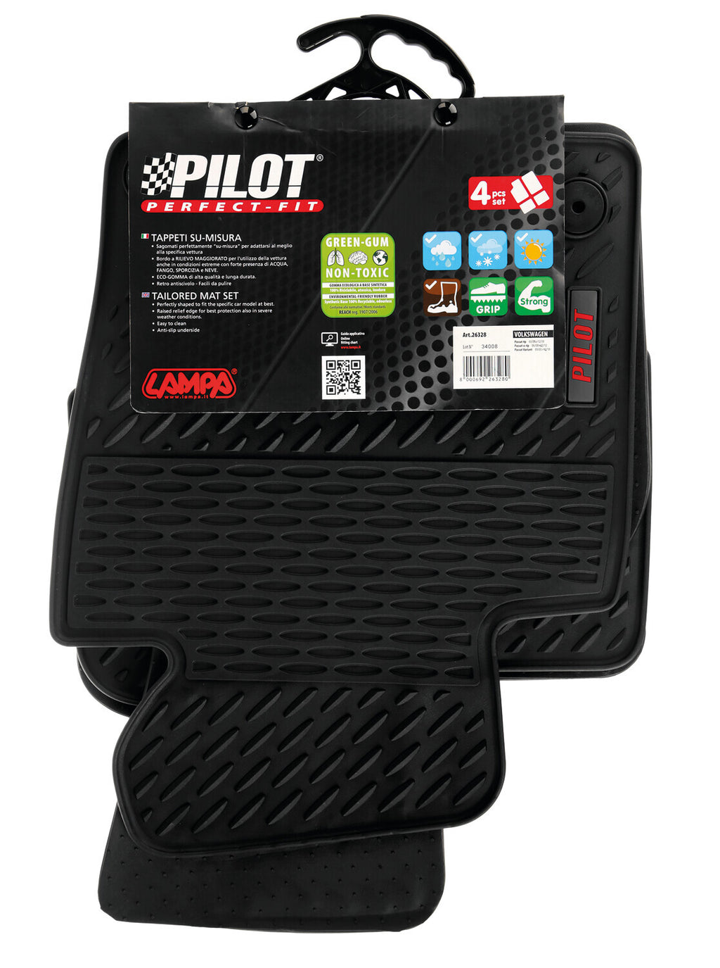 Pilot, set tappeti su misura in eco gomma - compatibile per Volkswagen Passat 4p (03/05>12/10) - Volkswagen Passat cc (06/08>02/12) - Volkswagen Passat Variant (09/05>12/10)