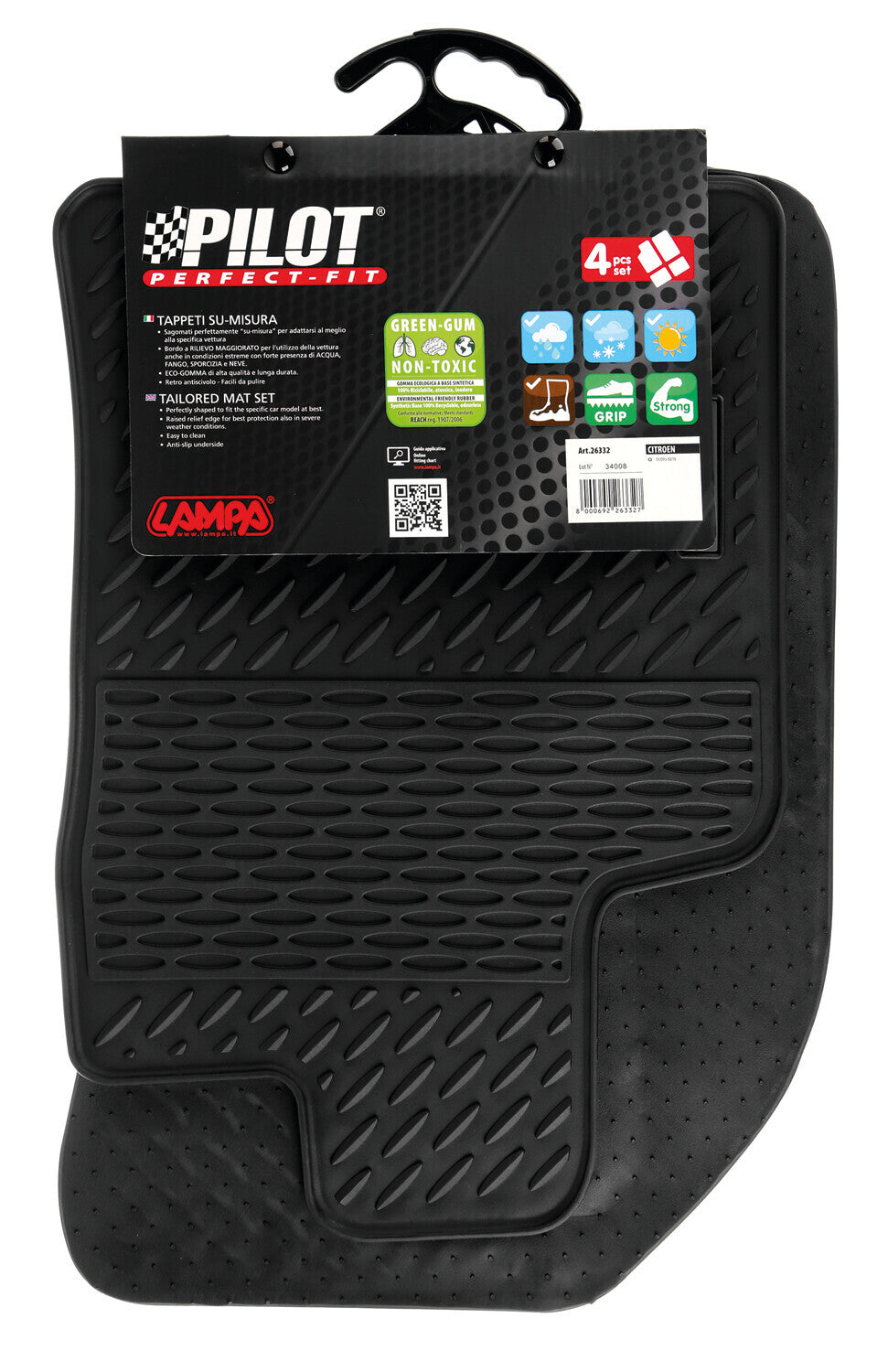 Pilot, set tappeti su misura in eco gomma - compatibile per Citroen C3 (11/09>10/16)