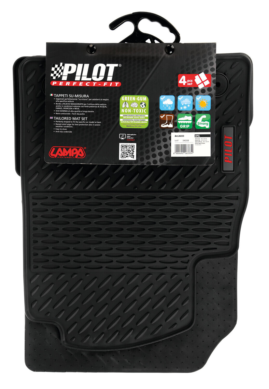 Pilot, set tappeti su misura in eco gomma - compatibile per Opel Astra J 4p (09/12>08/18) - Opel Astra J 5p (01/10>10/15) - Opel Astra J GTC (09/11>08/18) - Opel Astra J Sports Tourer (11/10>02/16)
