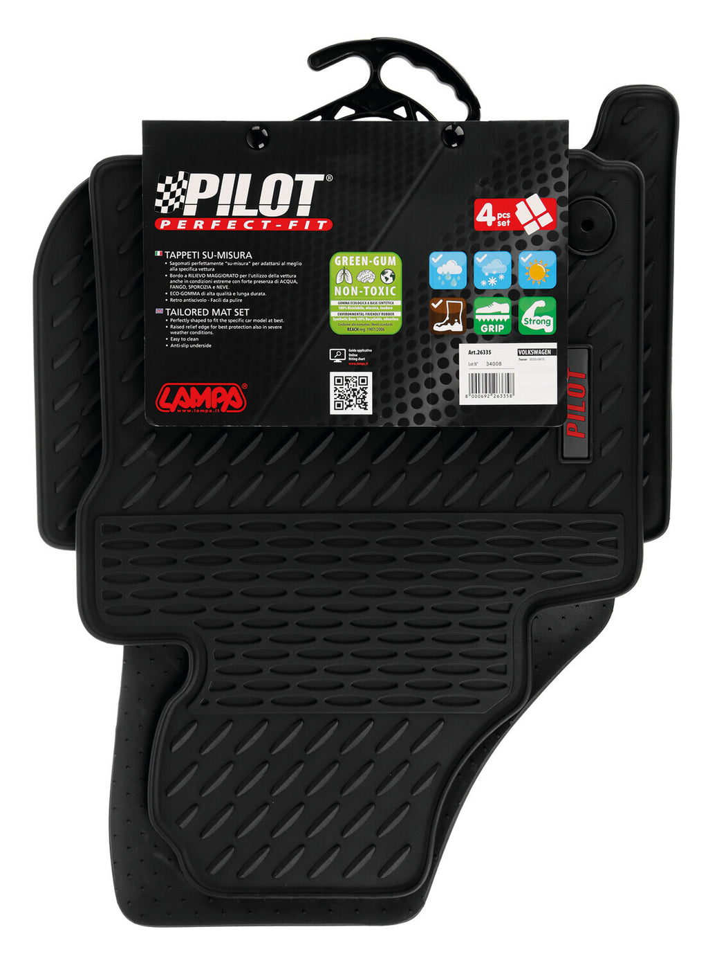Pilot, set tappeti su misura in eco gomma - compatibile per Volkswagen Touran (05/03>08/15)