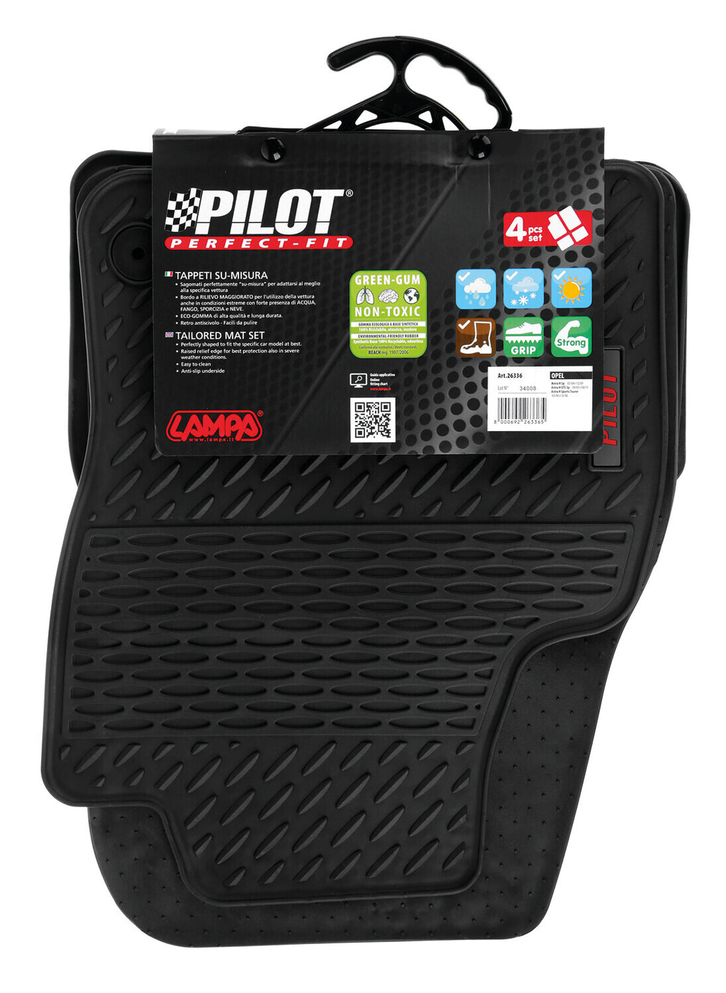 Pilot, set tappeti su misura in eco gomma - compatibile per Opel Astra H 5p (03/04>12/09) - Opel Astra H GTC (04/05>08/11) - Opel Astra H Sports Tourer (03/04>10/10)