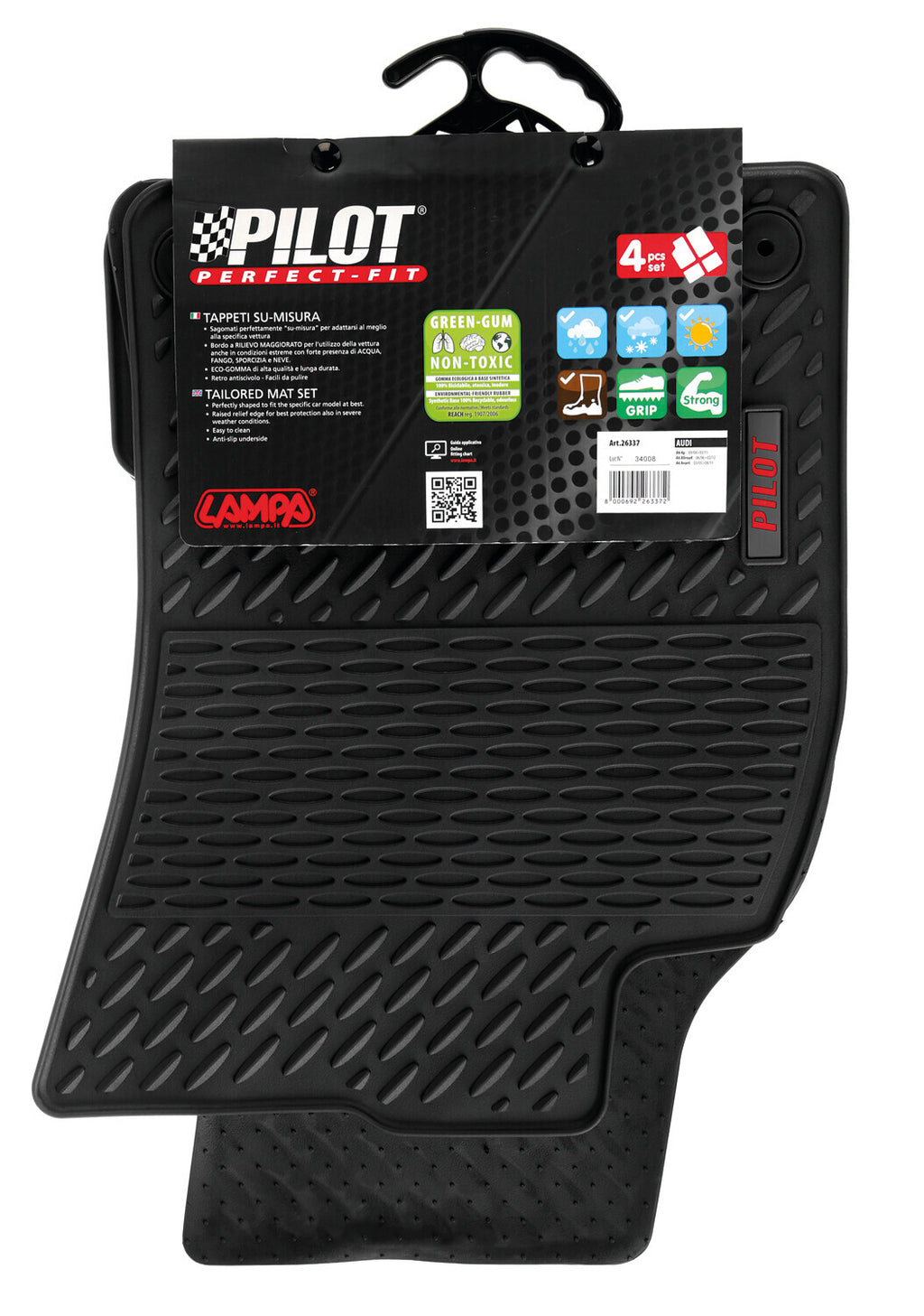 Pilot, set tappeti su misura in eco gomma - compatibile per Audi A6 4p (09/04>03/11) - Audi A6 Allroad (06/06>02/12) - Audi A6 Avant (03/05>08/11)