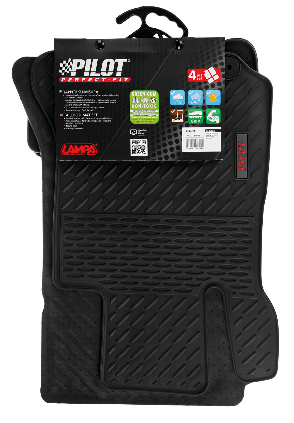 Pilot, set tappeti su misura in eco gomma - compatibile per Mercedes Classe C 4p (02/07>02/14) - Mercedes Classe C Coupè (04/11>11/15) - Mercedes Classe C sw (01/08>08/14)