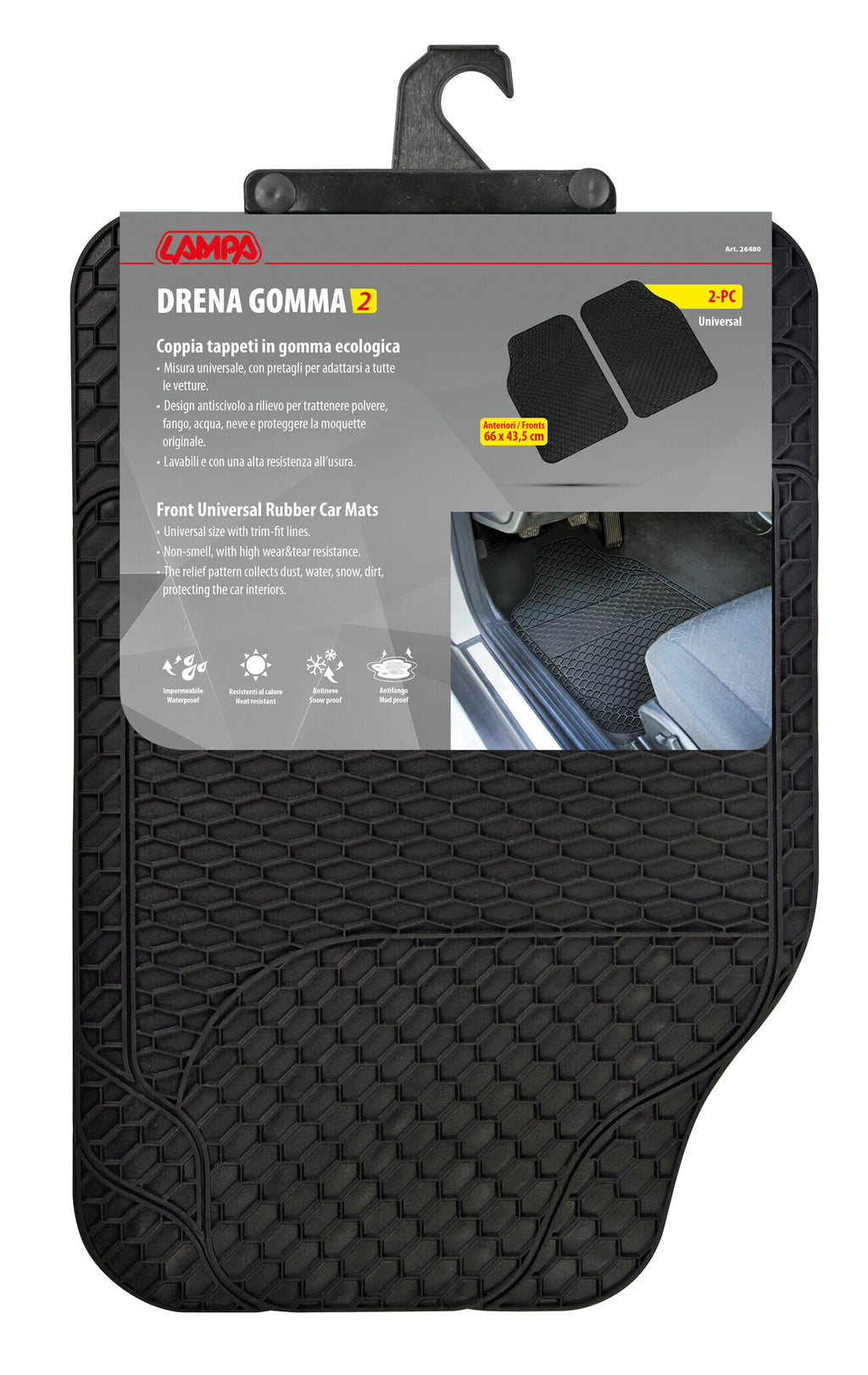 Drena Gomma 2, coppia tappeti anteriori universali