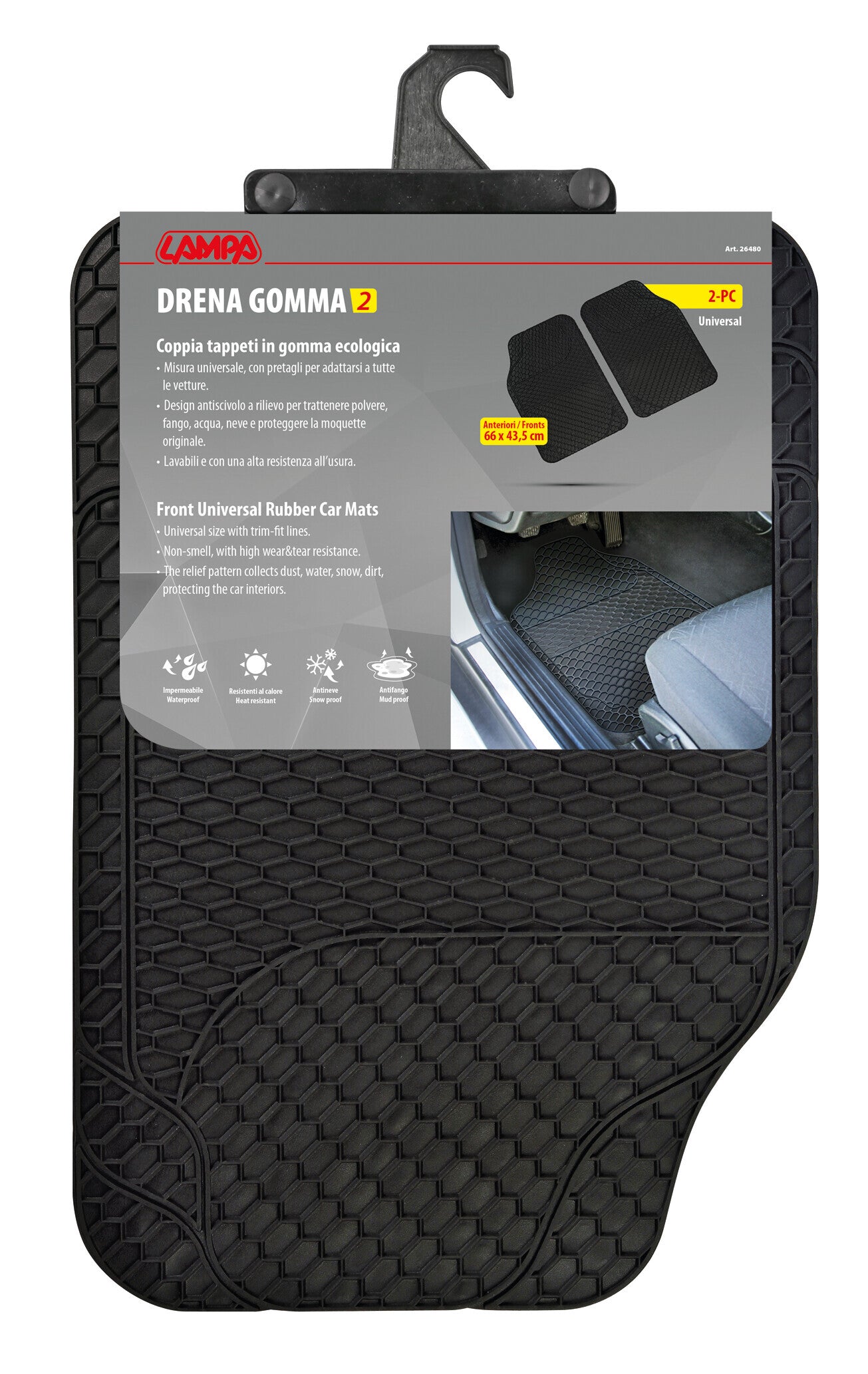 Drena Gomma 2, coppia tappeti anteriori universali
