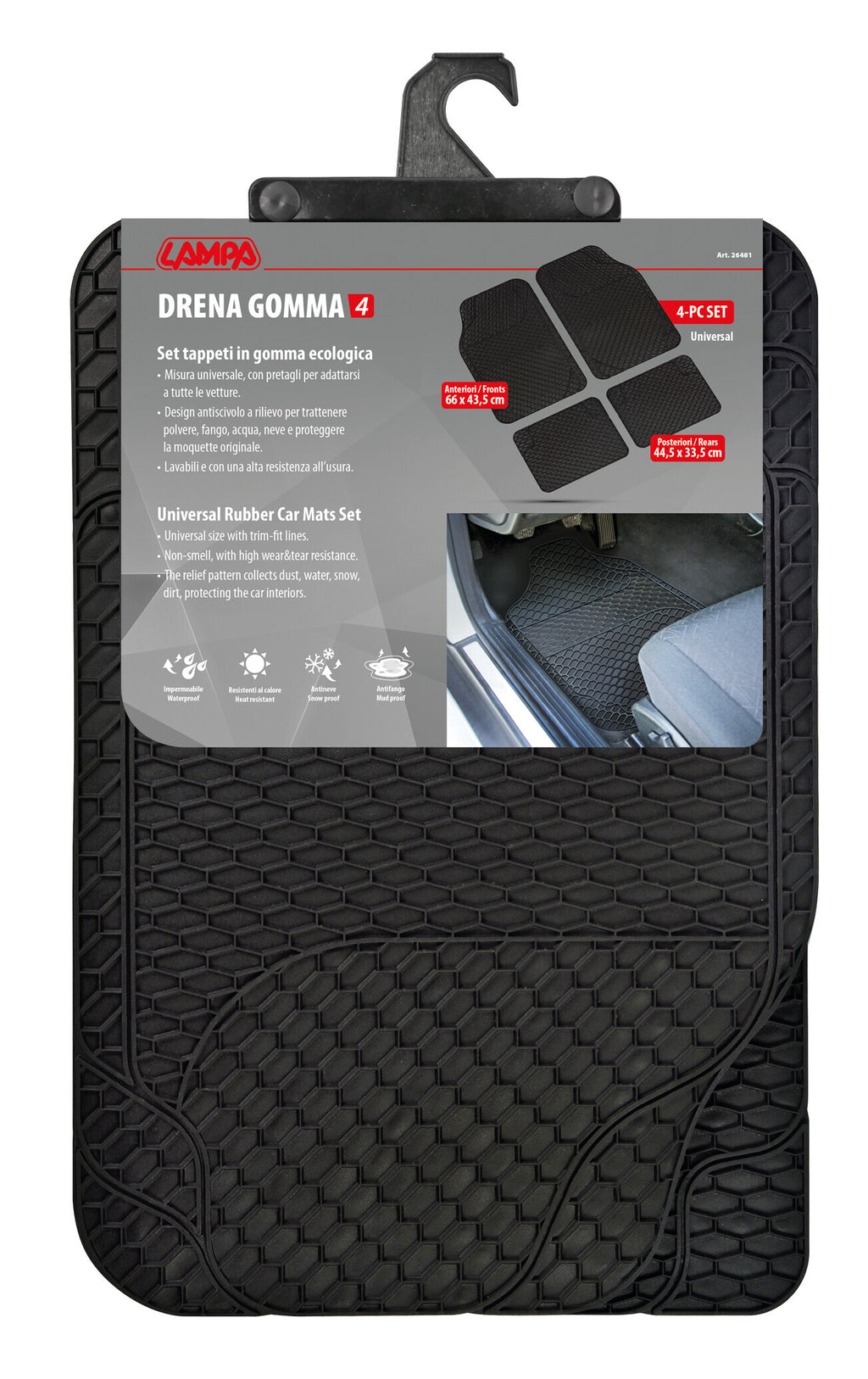 Drena Gomma 4, serie tappeti universali 4 pezzi