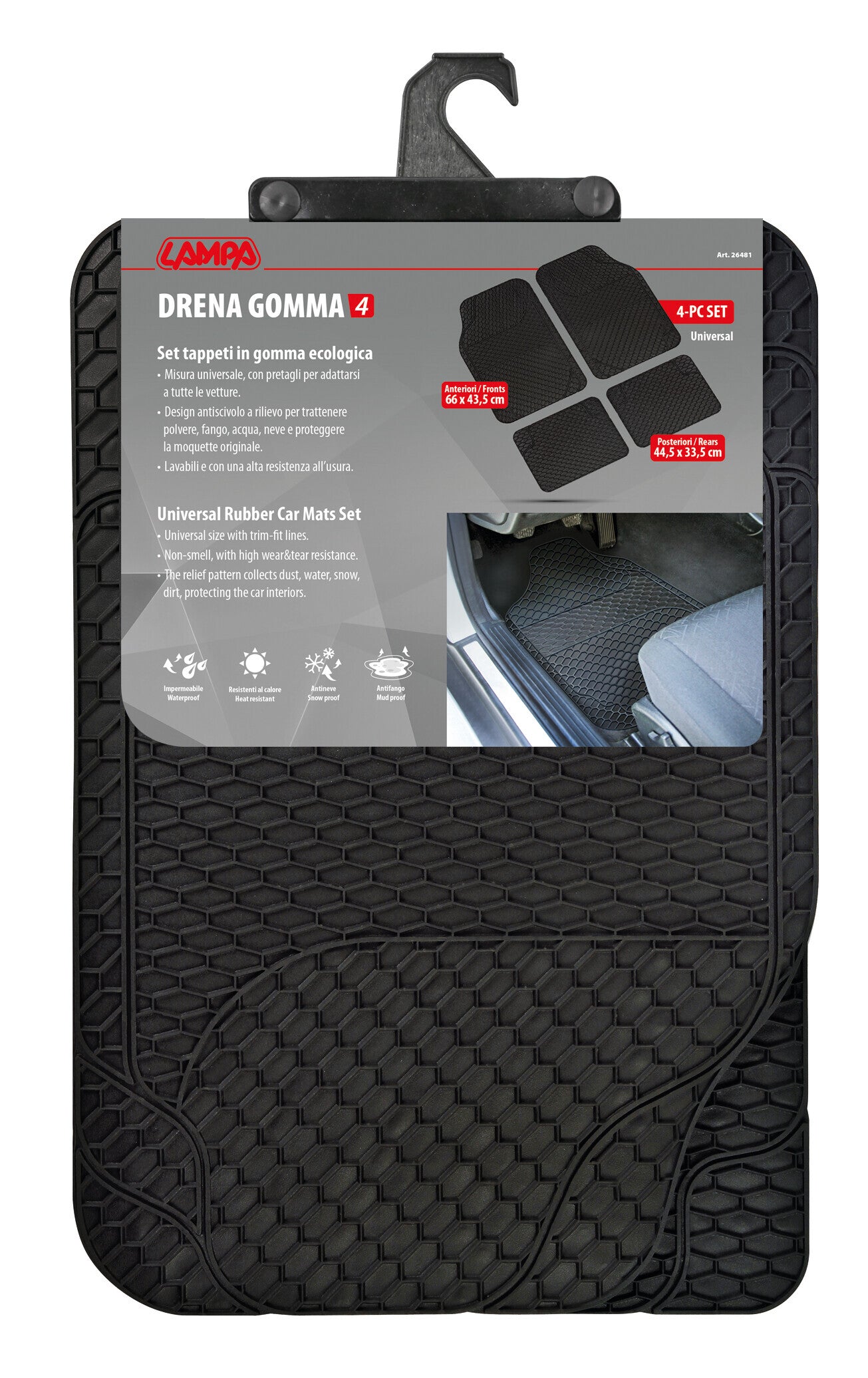 Drena Gomma 4, serie tappeti universali 4 pezzi