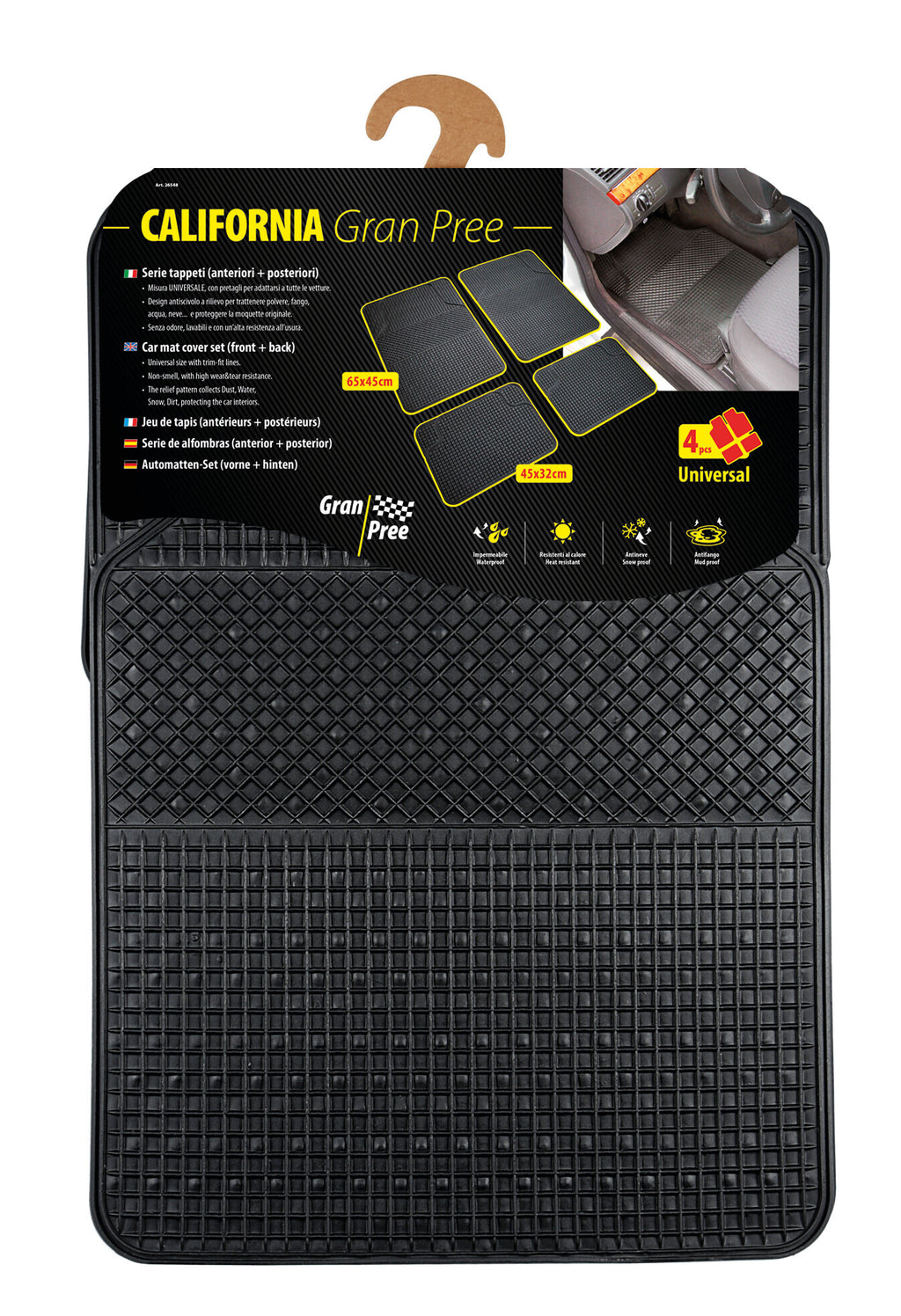 California Gran Pree, serie tappeti universali in pvc 4 pezzi