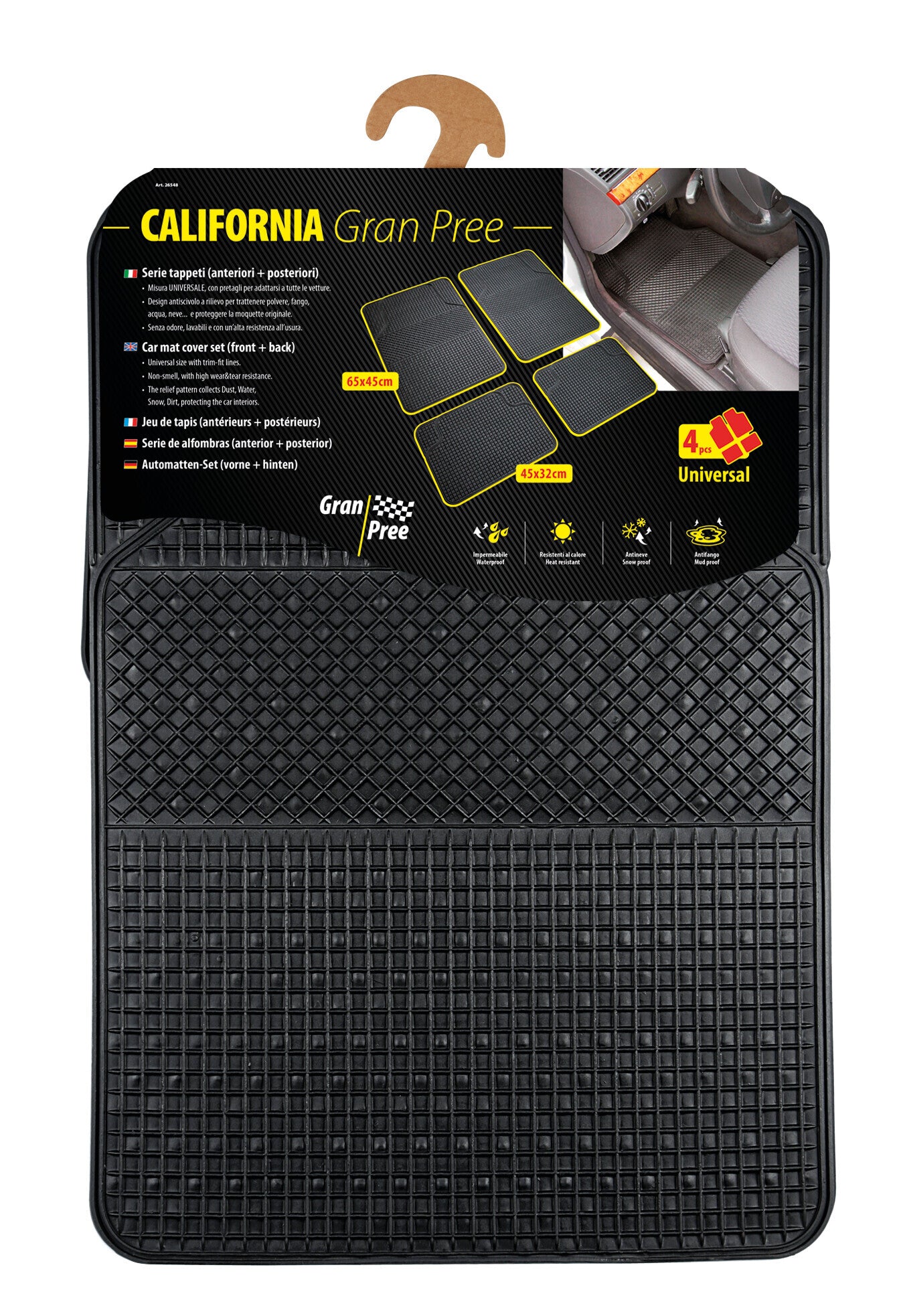 California Gran Pree, serie tappeti universali in pvc 4 pezzi