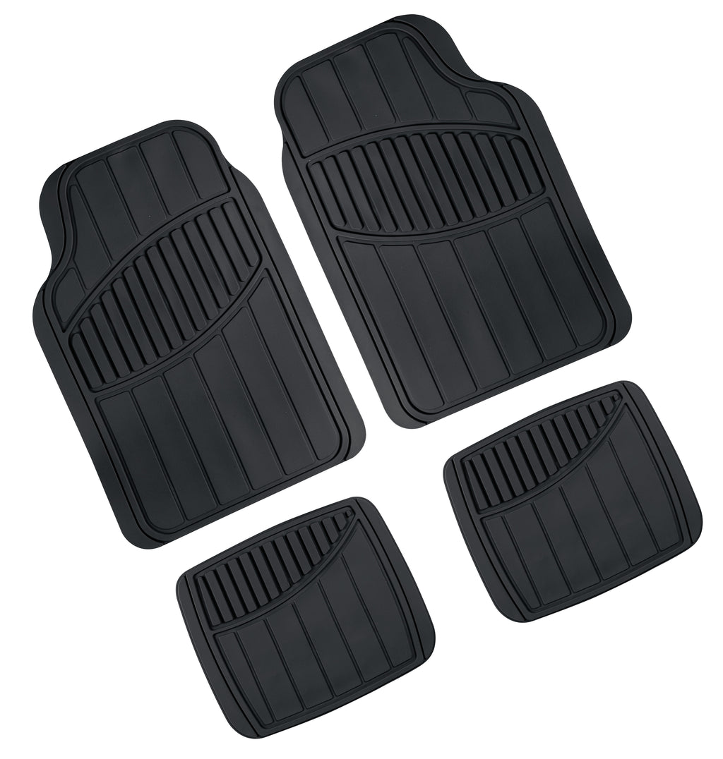 Kyoto, serie tappeti universali in pvc 4 pezzi - Nero