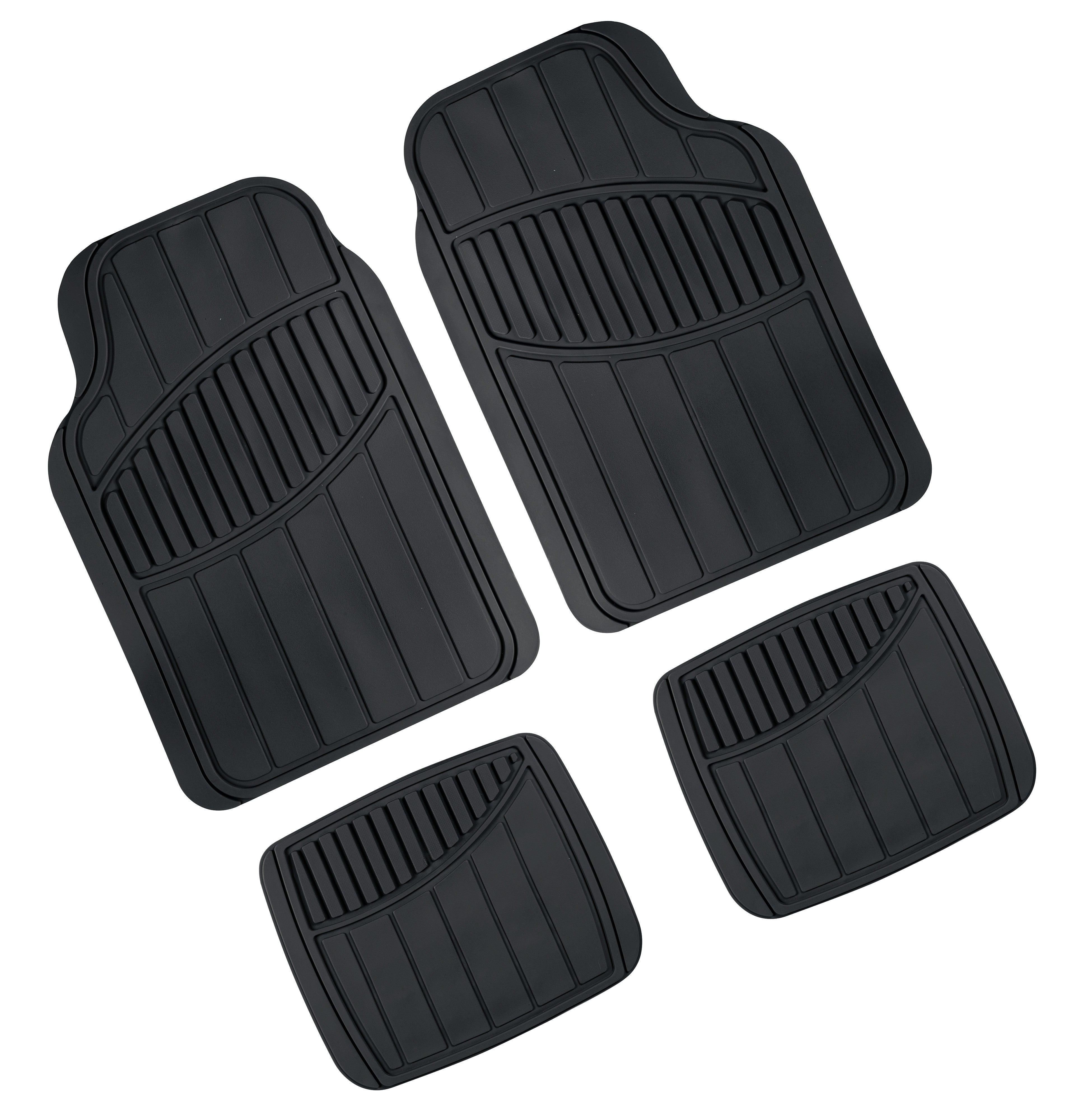 Kyoto, serie tappeti universali in pvc 4 pezzi - Nero
