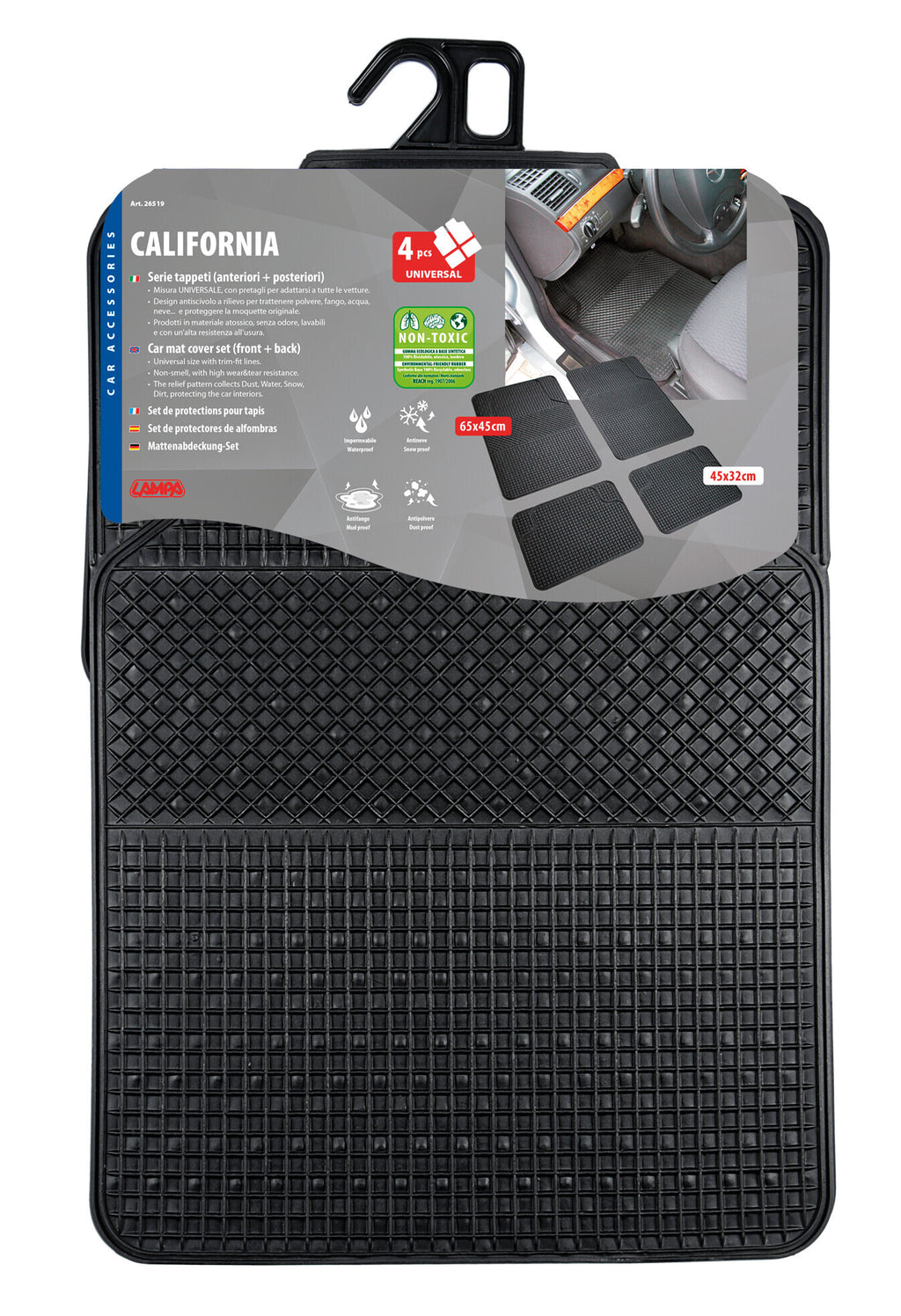 California, serie tappeti universali in pvc 4 pezzi