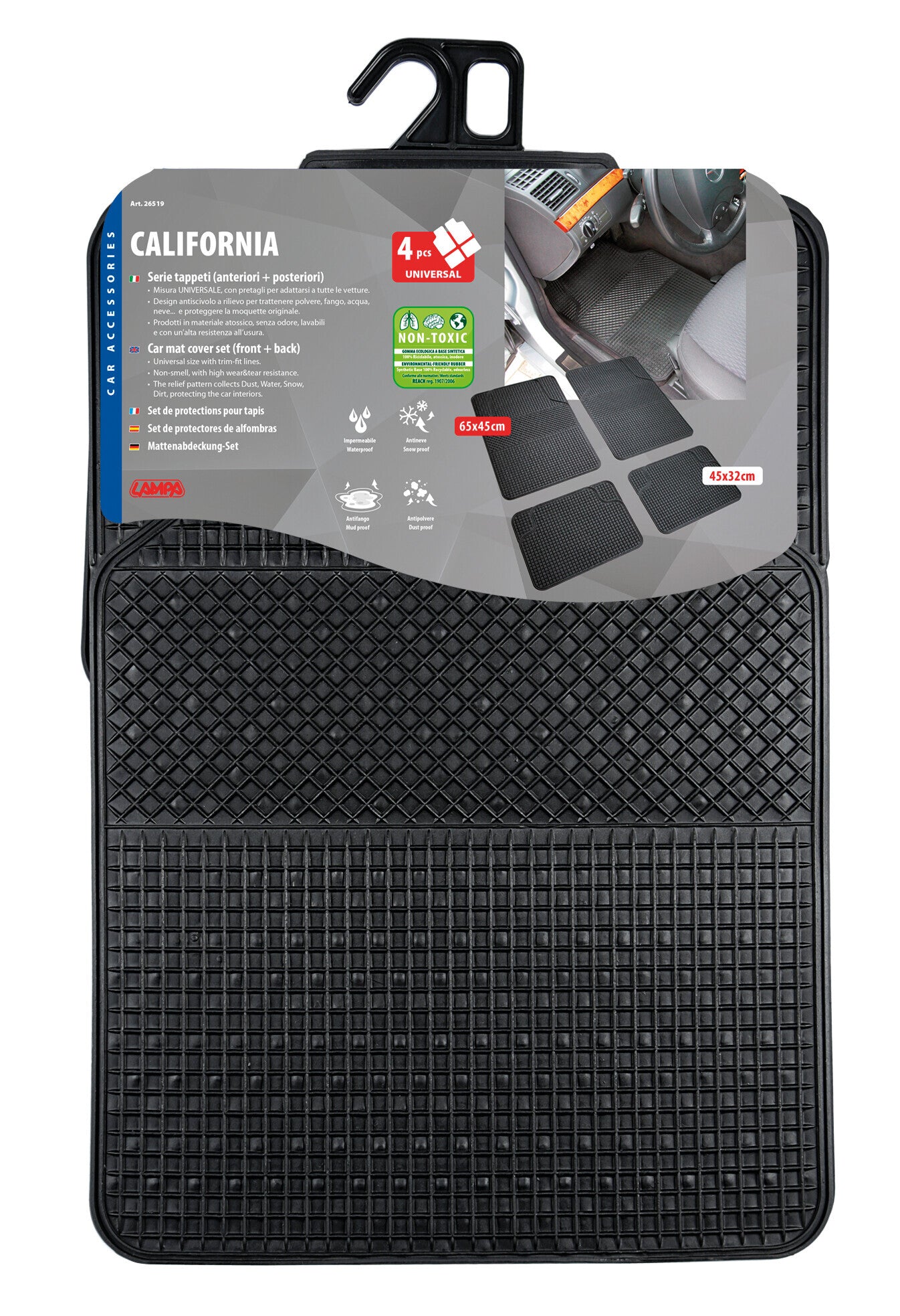 California, serie tappeti universali in pvc 4 pezzi