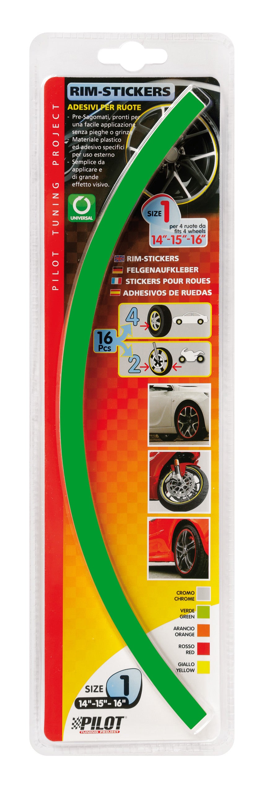 Rim-Stickers, profili adesivi ruota - Taglia 1 - Verde