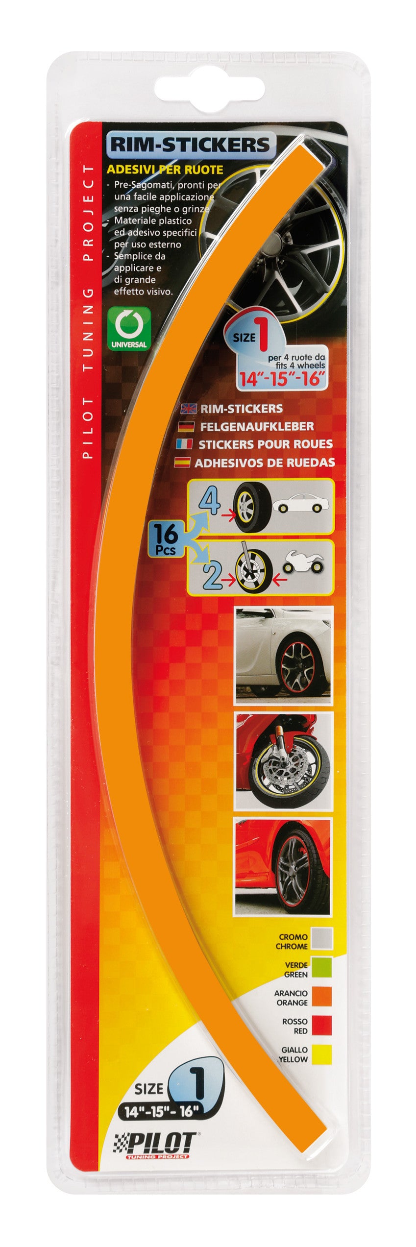 Rim-Stickers, profili adesivi ruota - Taglia 1 - Arancio