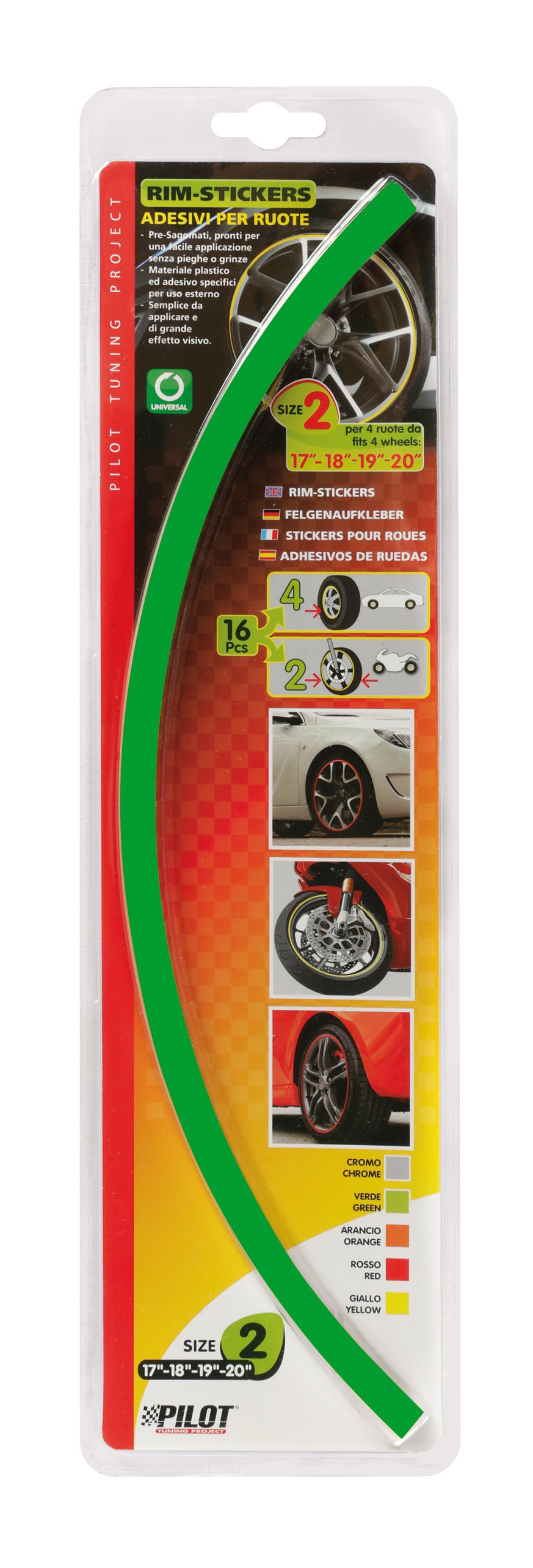 Rim-Stickers, profili adesivi ruota - Taglia 2 - Verde