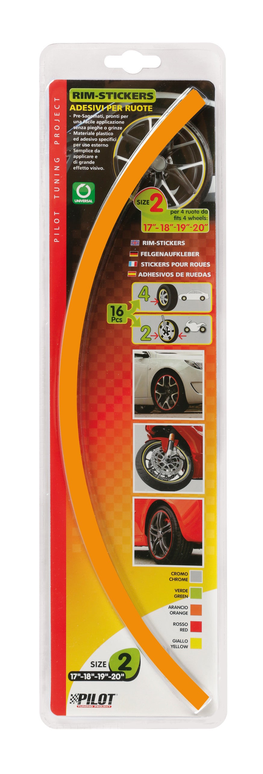 Rim-Stickers, profili adesivi ruota - Taglia 2 - Arancio