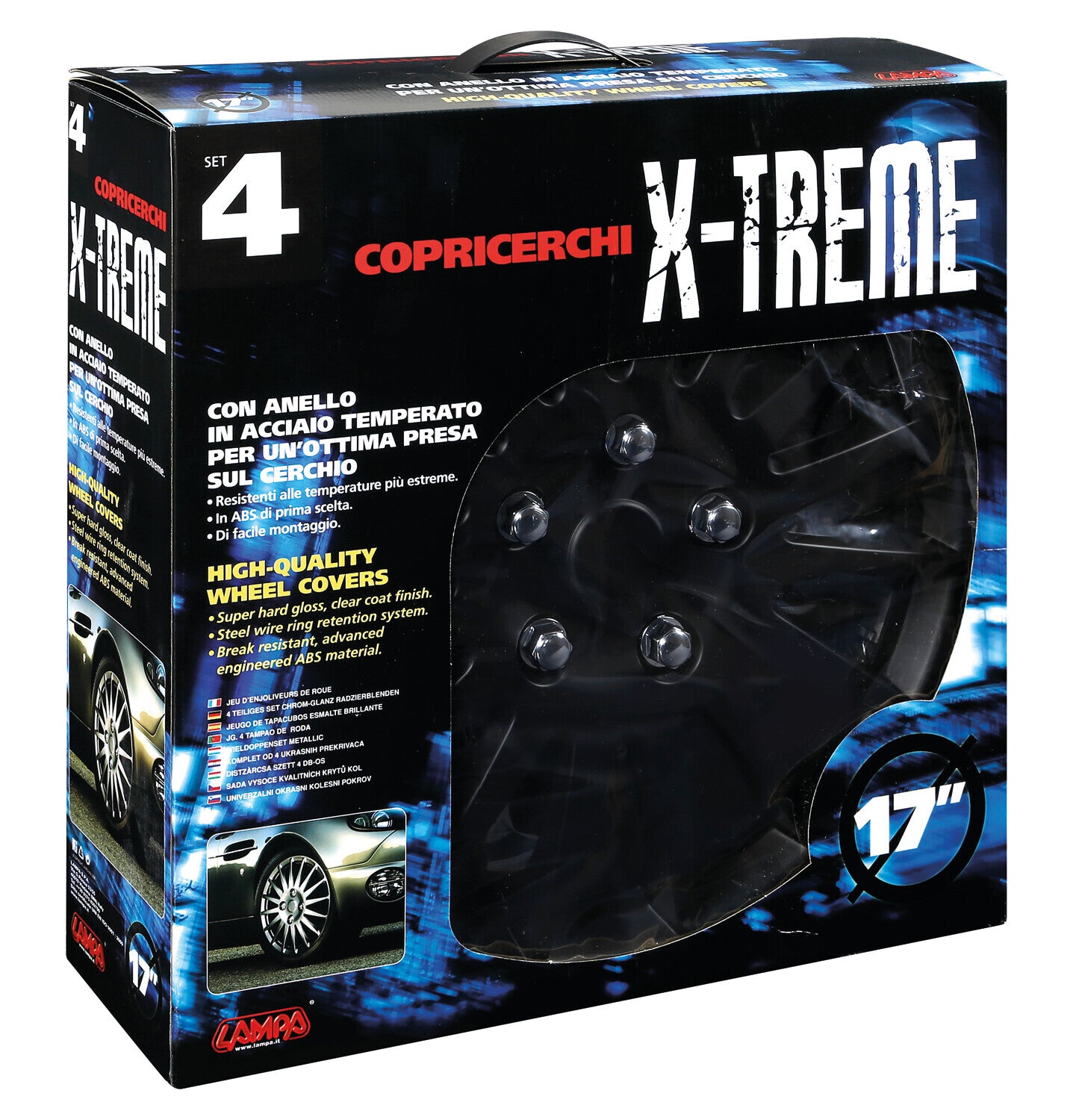 C-071, X-Treme - Set 4 copricerchi - Ø 17" - Nero opaco
