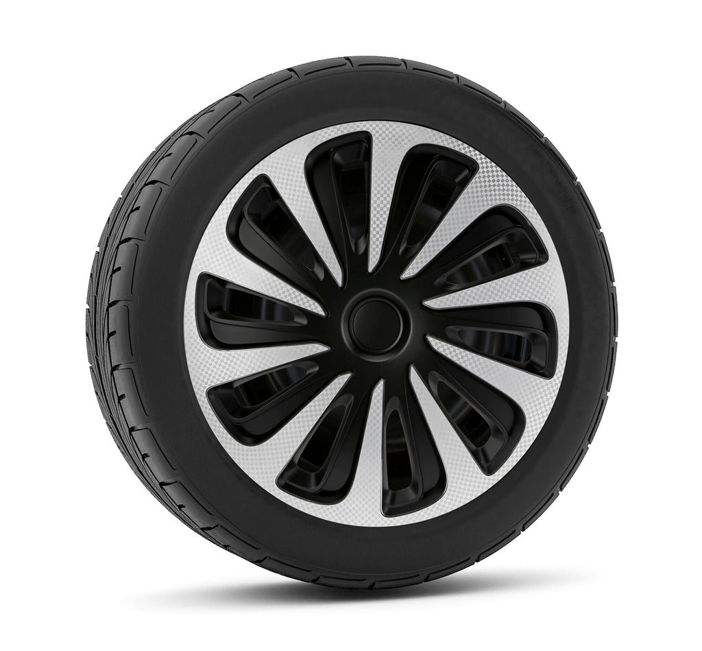 Kojin Carbon Silver-Black - Set 4 copricerchi - Ø 14"
