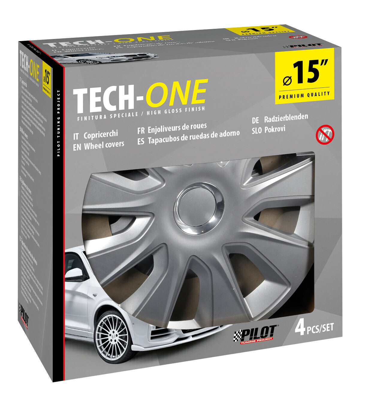 Stratos RC Silver - Set 4 copricerchi - Ø 15"