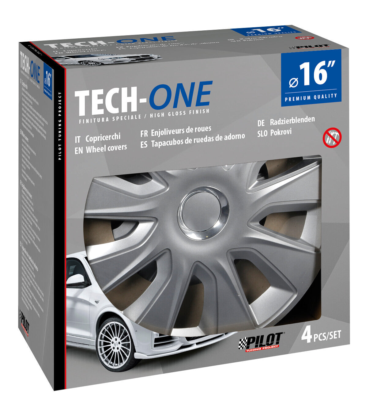 Stratos RC Silver - Set 4 copricerchi - Ø 16"
