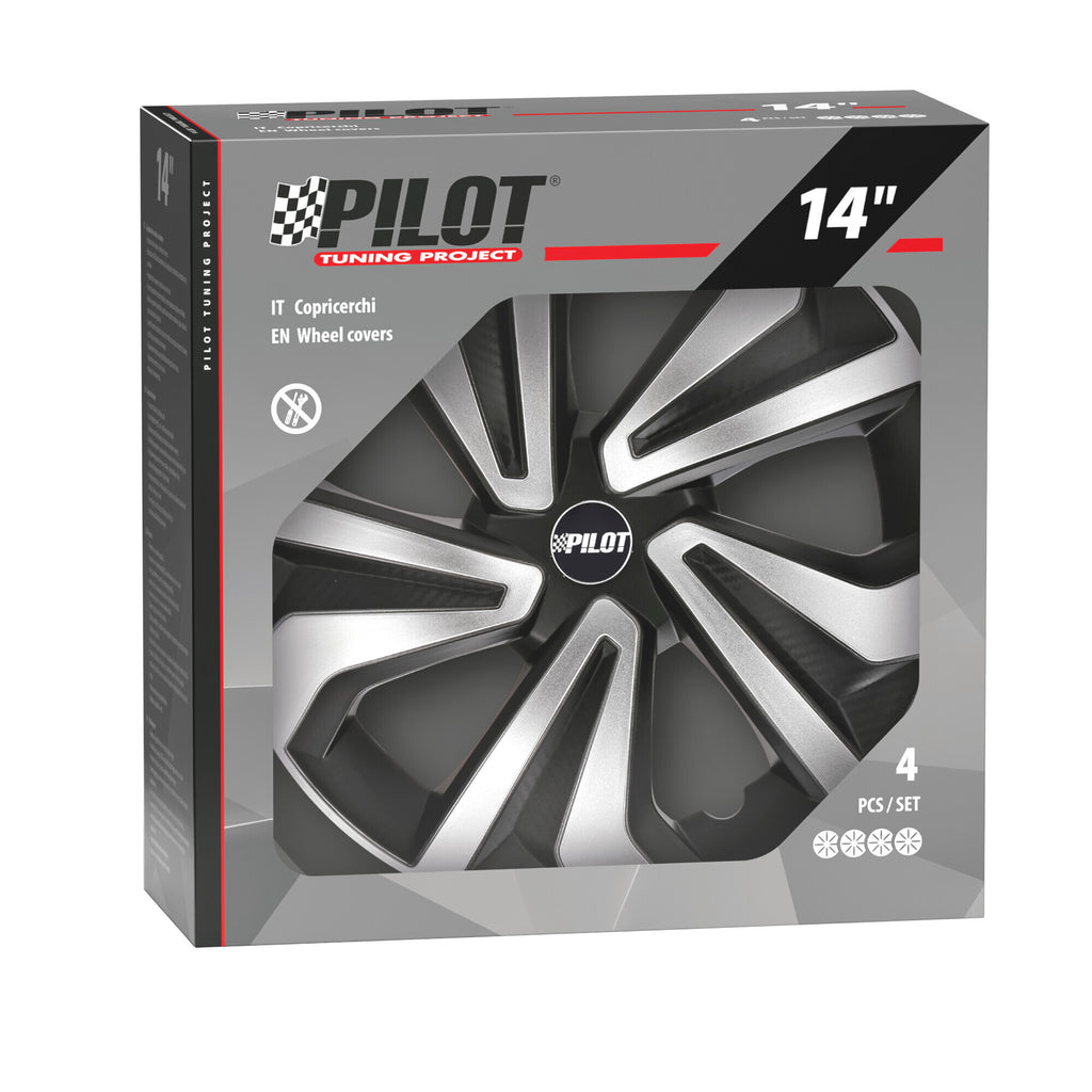 Vortexx - Set 4 copricerchi - 14" - Nero/Argento