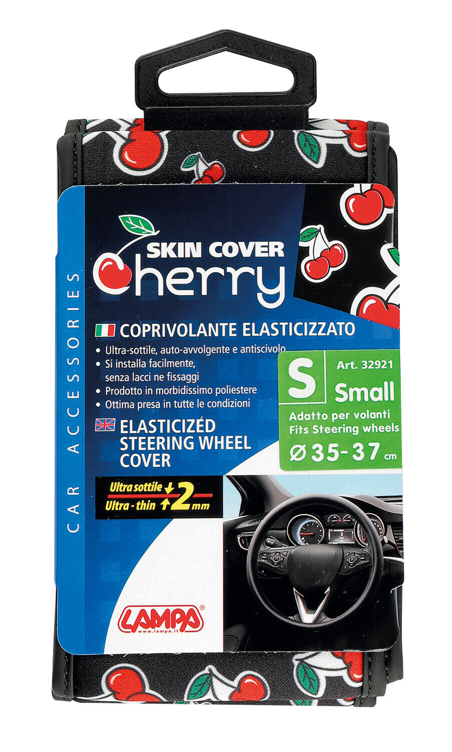 Skin-Cover, coprivolante elasticizzato in poliestere - Ciliegie - S - Ø 35/37 cm