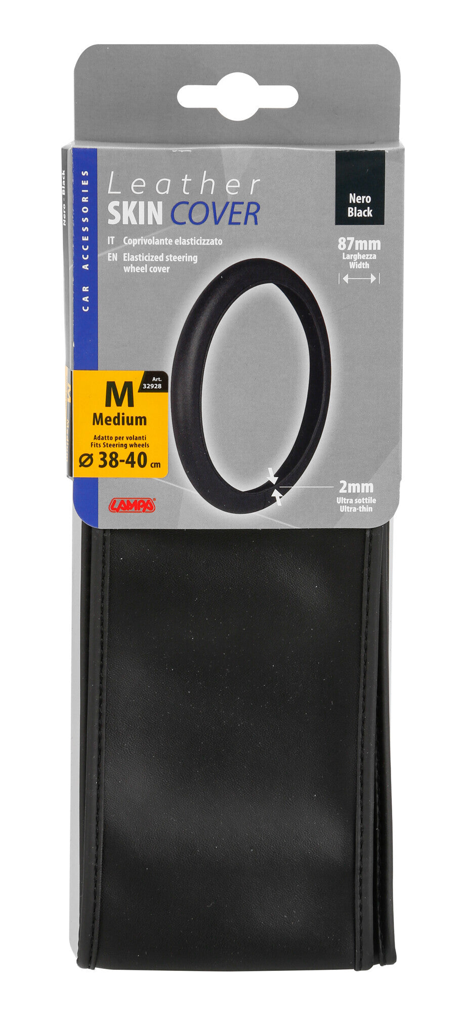 Skin-Cover, coprivolante elasticizzato in vera pelle - M - Ø 38/40 cm