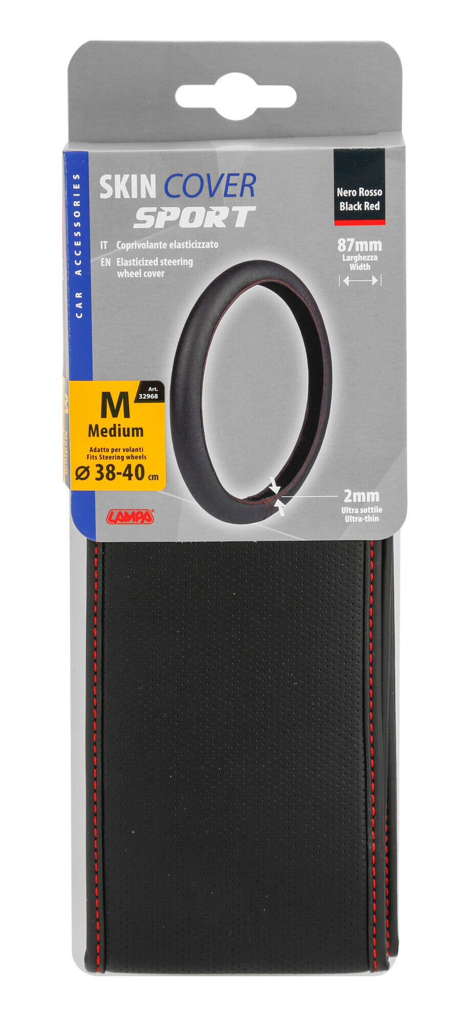 Skin-Cover, coprivolante elasticizzato in Skeentex - Nero/Rosso - M - Ø 38/40 cm