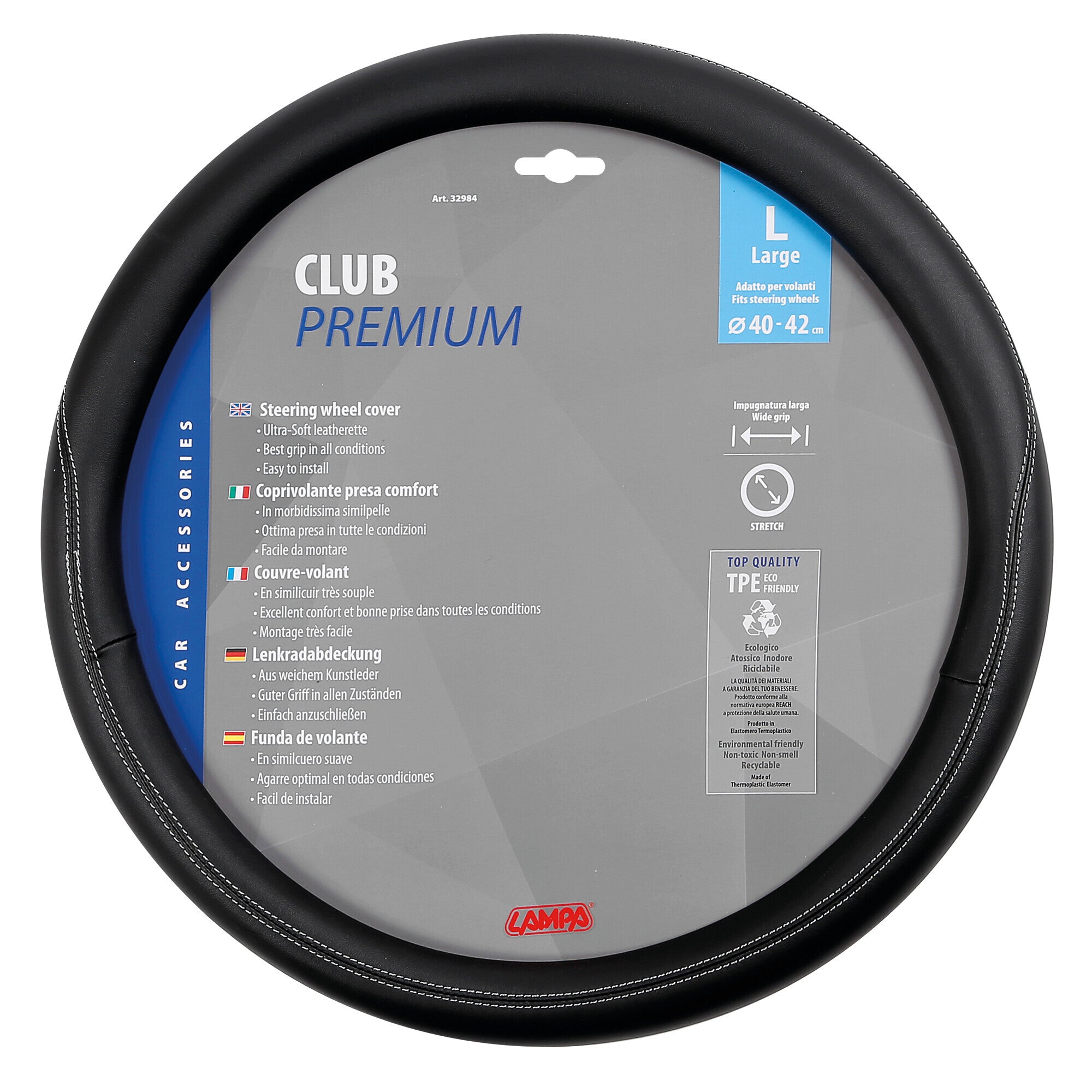 Club, coprivolante in Skeentex - L - Ø 40/42 cm - Nero