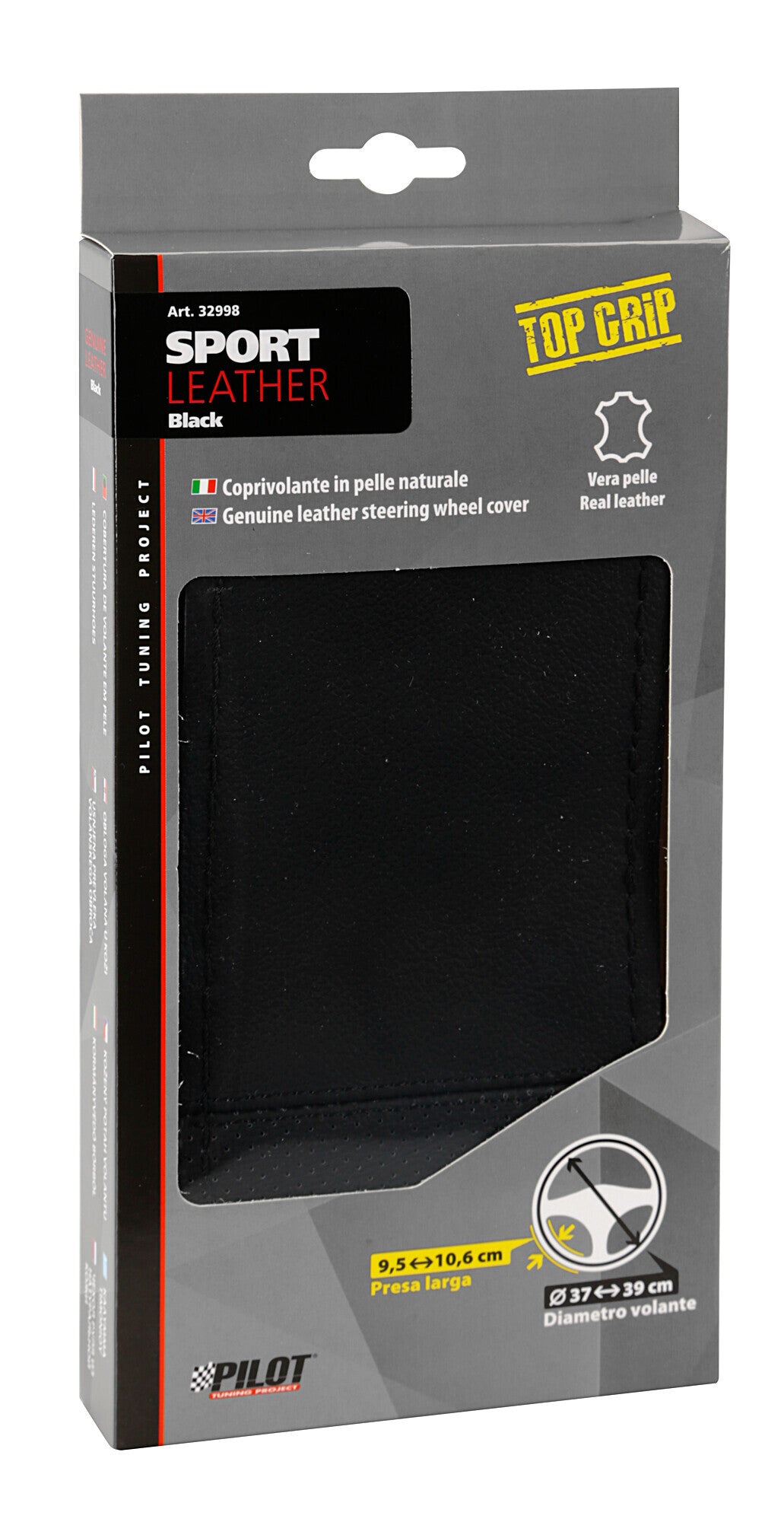Sport, coprivolante in pelle - L - Ø 37/39 cm - Nero