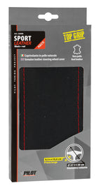 Sport, coprivolante in pelle - L - Ø 37/39 cm - Nero/Rosso