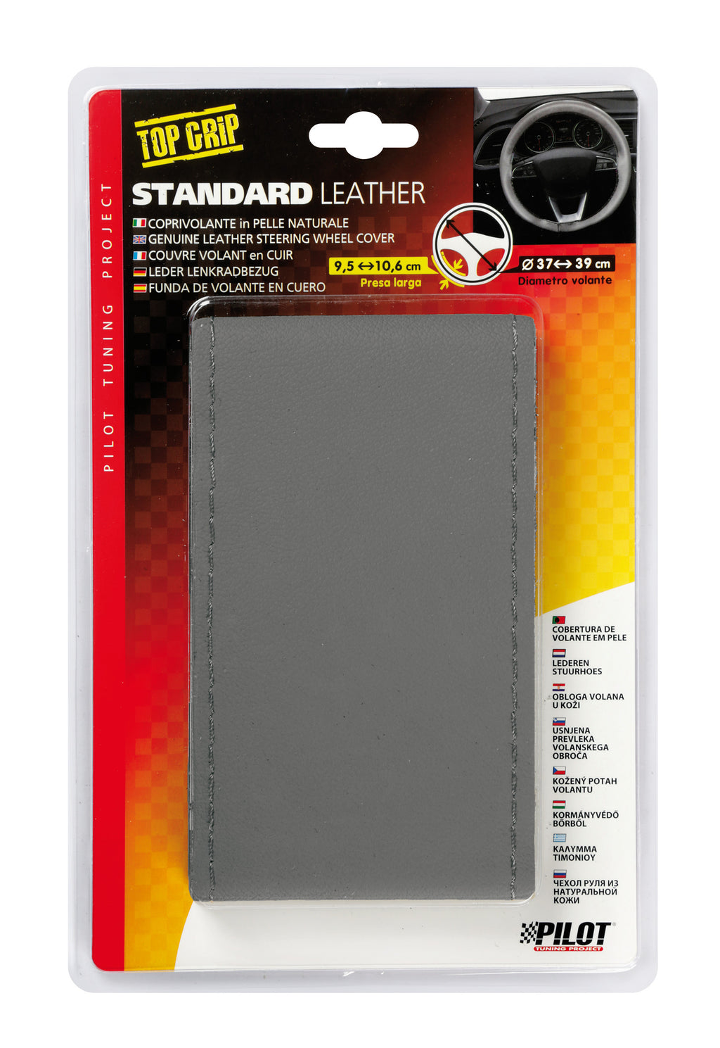 Standard, coprivolante in pelle - L - Ø 37/39 cm - Grigio
