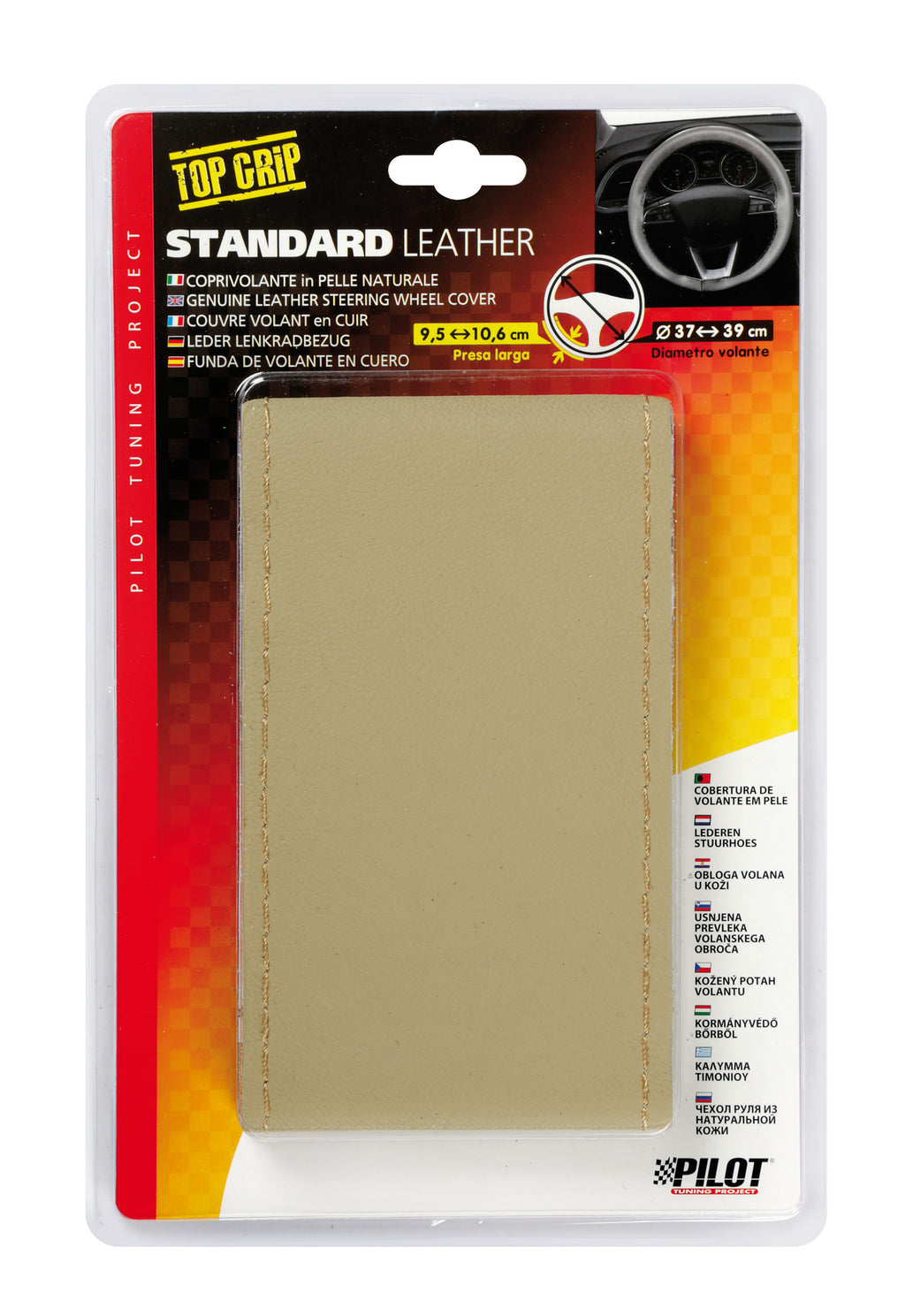 Standard, coprivolante in pelle - L - Ø 37/39 cm - Beige