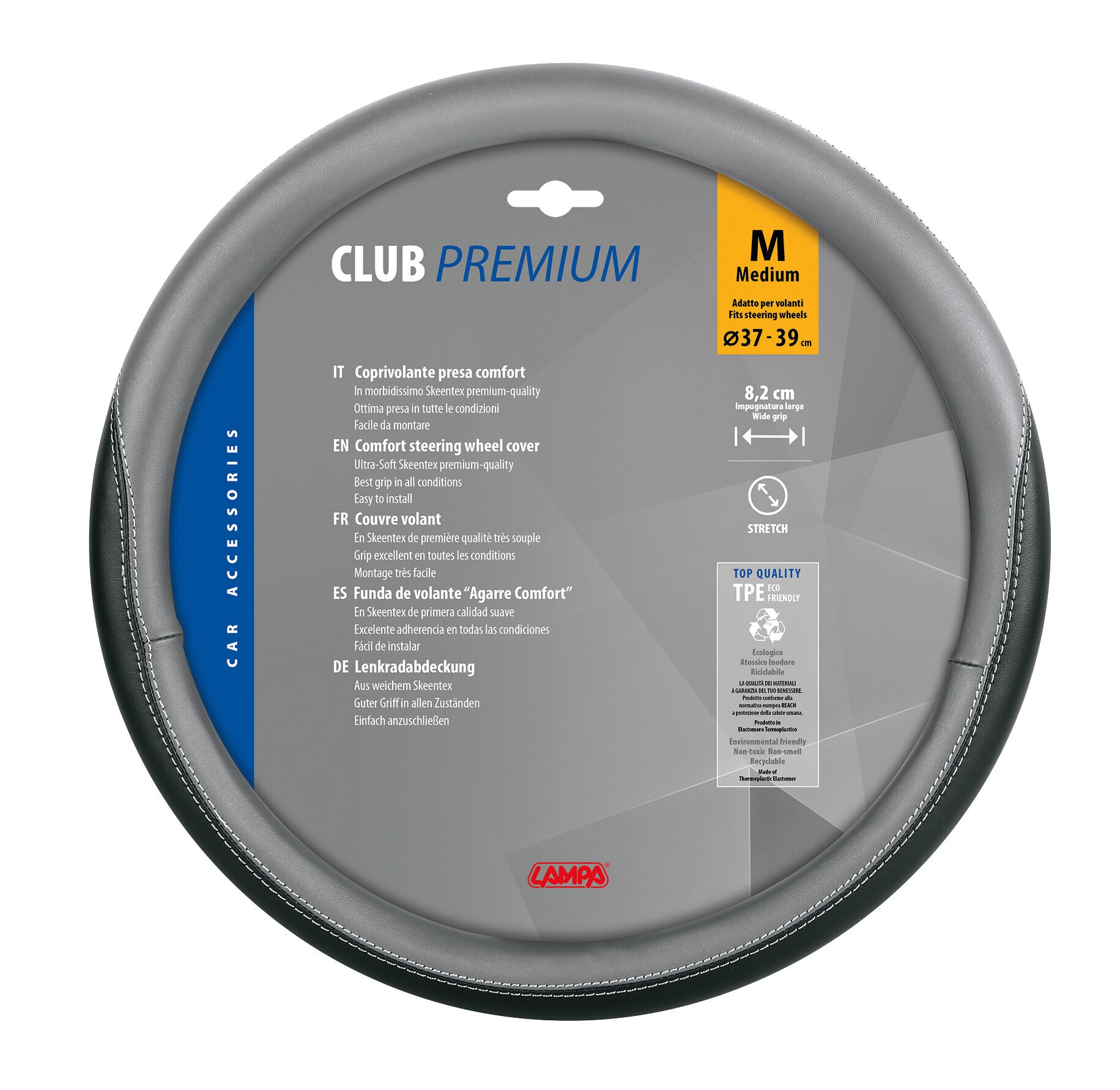 Club, coprivolante in Skeentex - M - Ø 37/39 cm - Nero/Grigio
